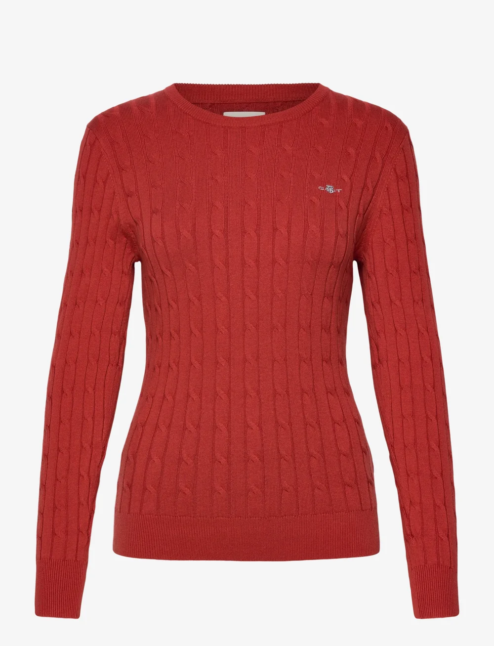 GANT - STRETCH COTTON CABLE C-NECK - stickade tröjor - modern rust - 0