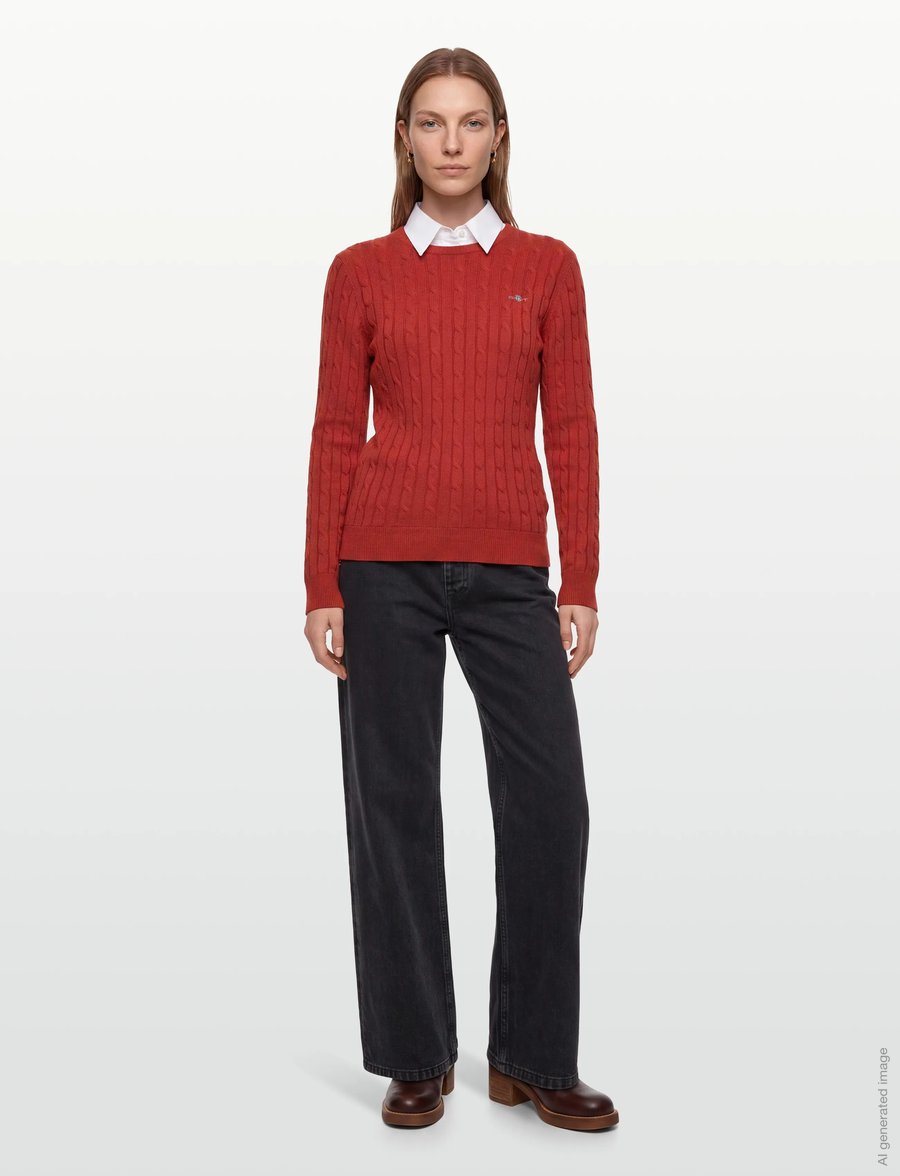 Gant - Classic Cable Knit Sweater - pullover - modern rust - 0