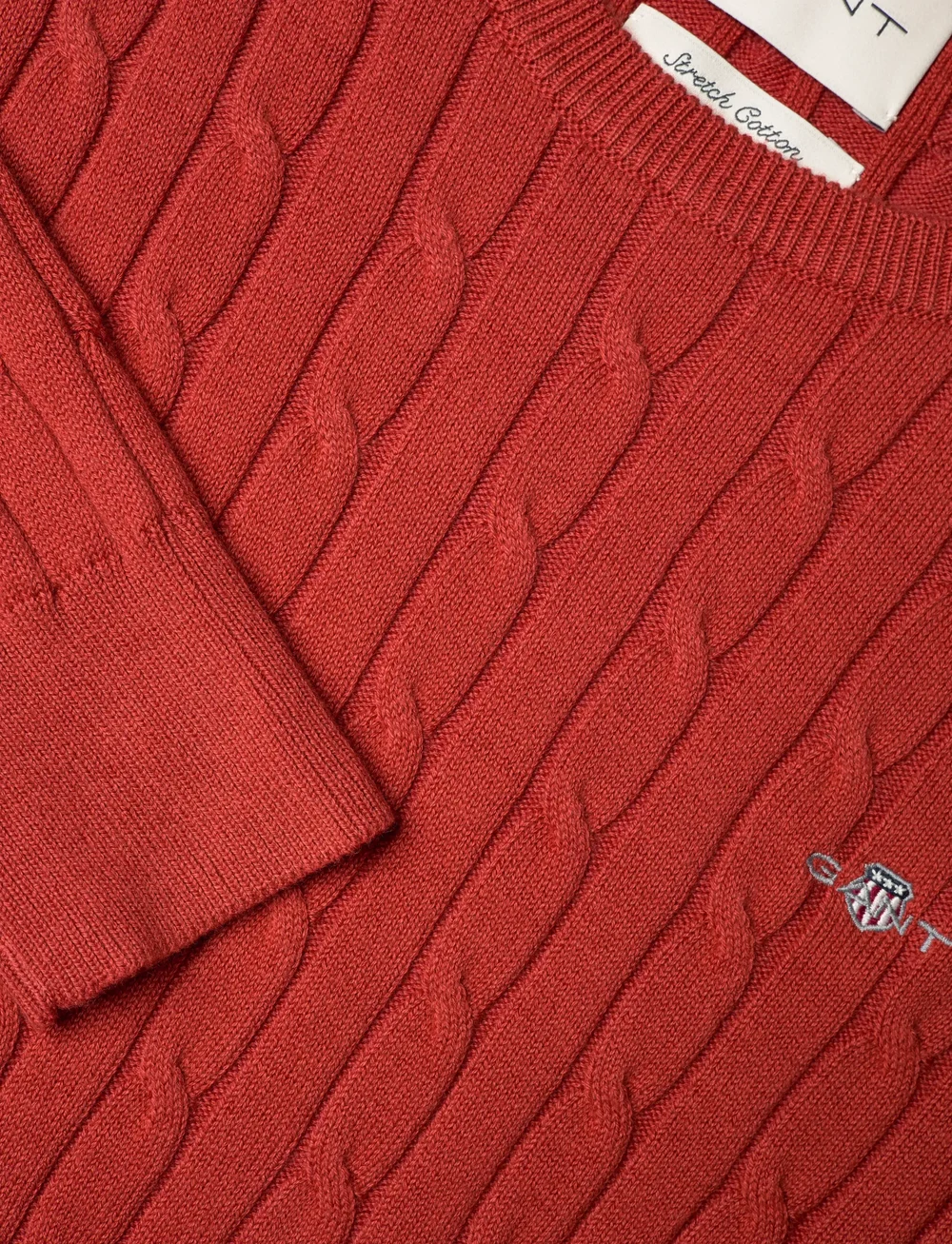 GANT - STRETCH COTTON CABLE C-NECK - stickade tröjor - modern rust - 2