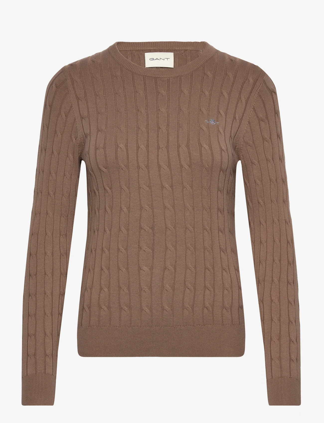 GANT - STRETCH COTTON CABLE C-NECK - jumpers - mole brown - 0