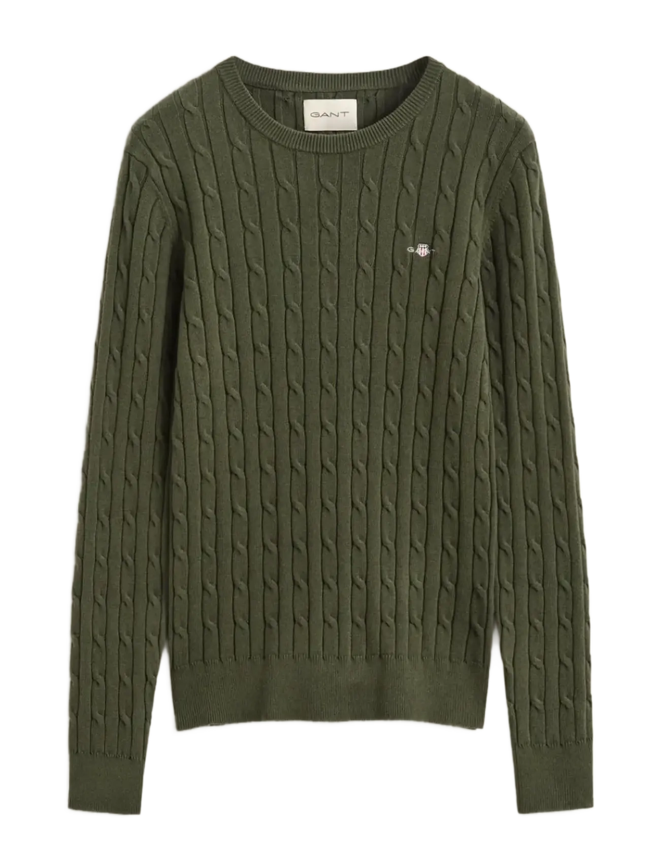 Gant Classic Cable Knit Sweater - Pullover - MOSSY GREEN / khaki/green
