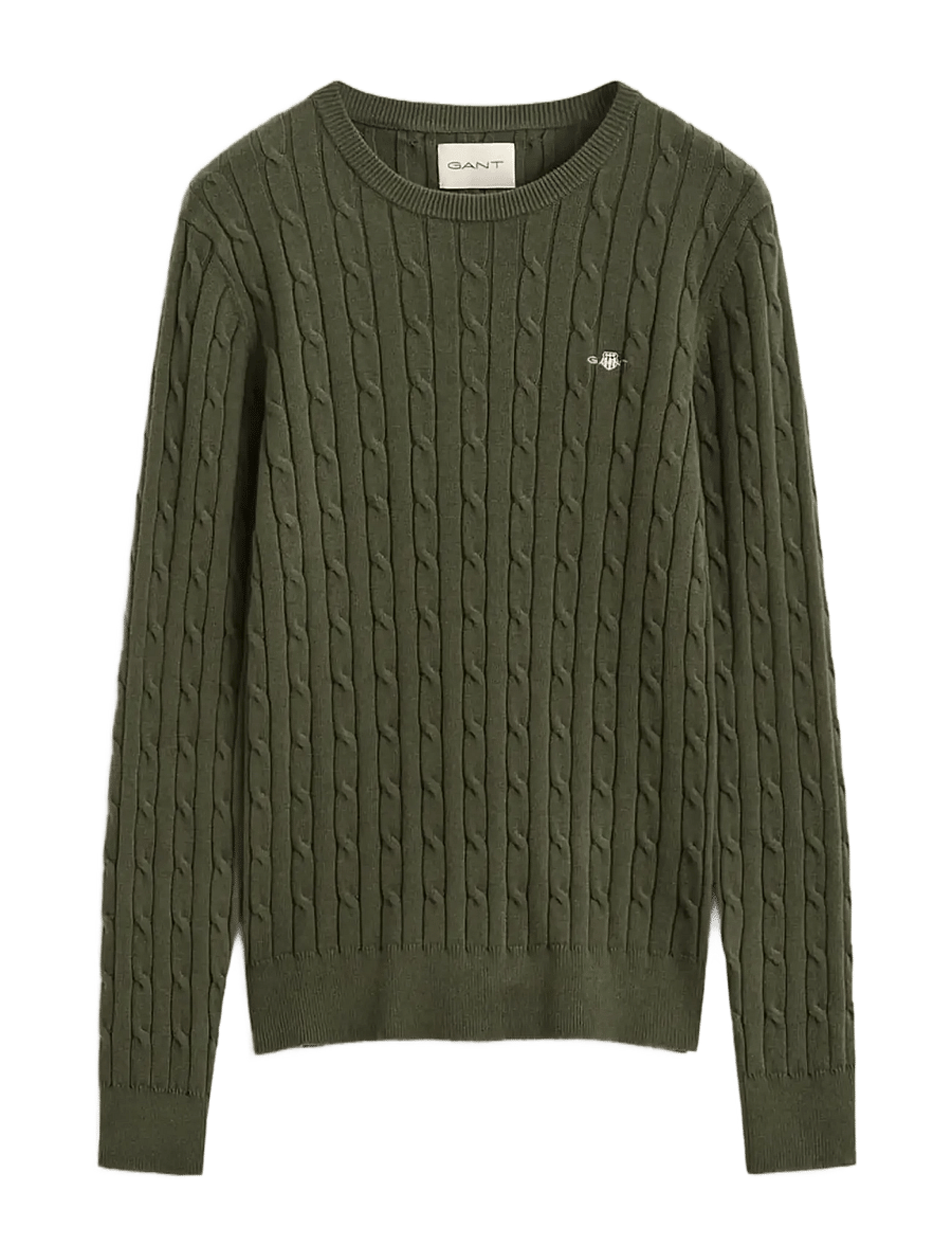Gant - Classic Cable Knit Sweater - pullover - mossy green - 1