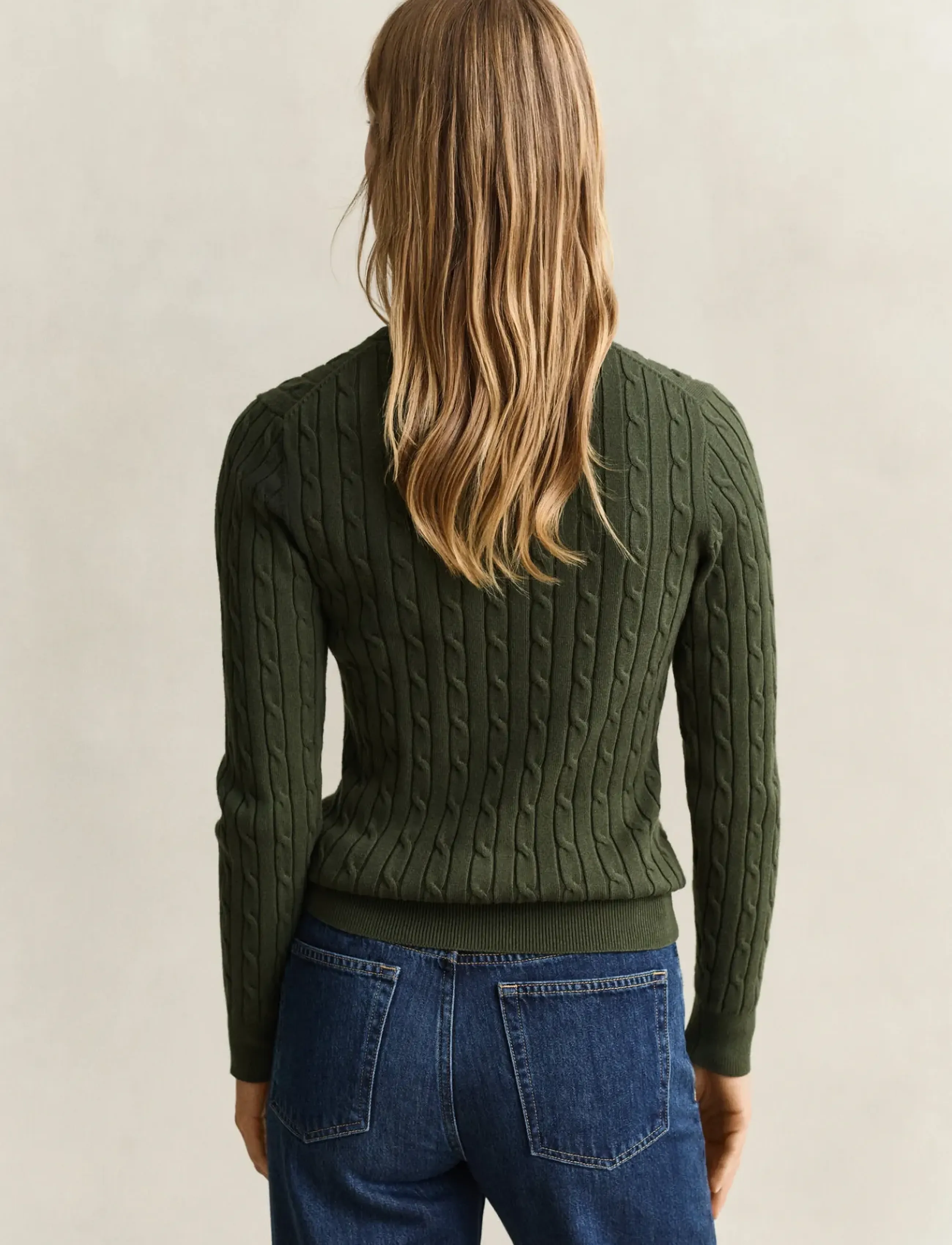 Gant - Classic Cable Knit Sweater - pullover - mossy green - 2