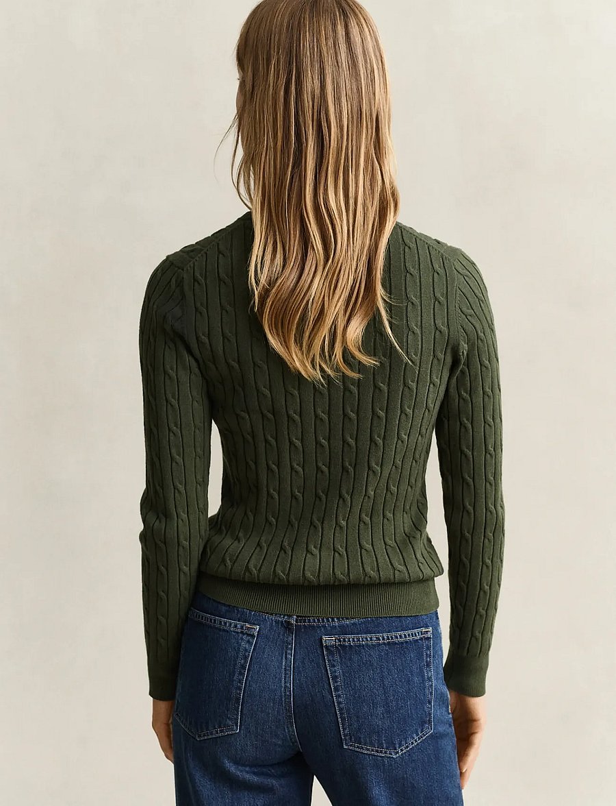 Gant - Classic Cable Knit Sweater - pullover - mossy green - 2
