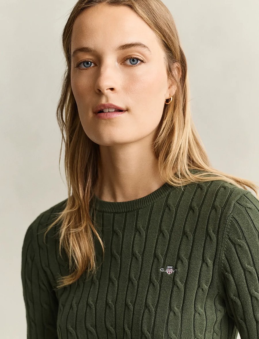 Gant - Classic Cable Knit Sweater - pullover - mossy green - 3