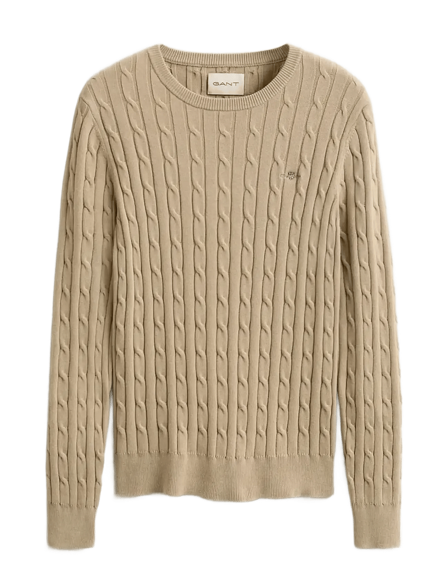 Gant - Classic Cable Knit Sweater - pullover - oat beige - 1