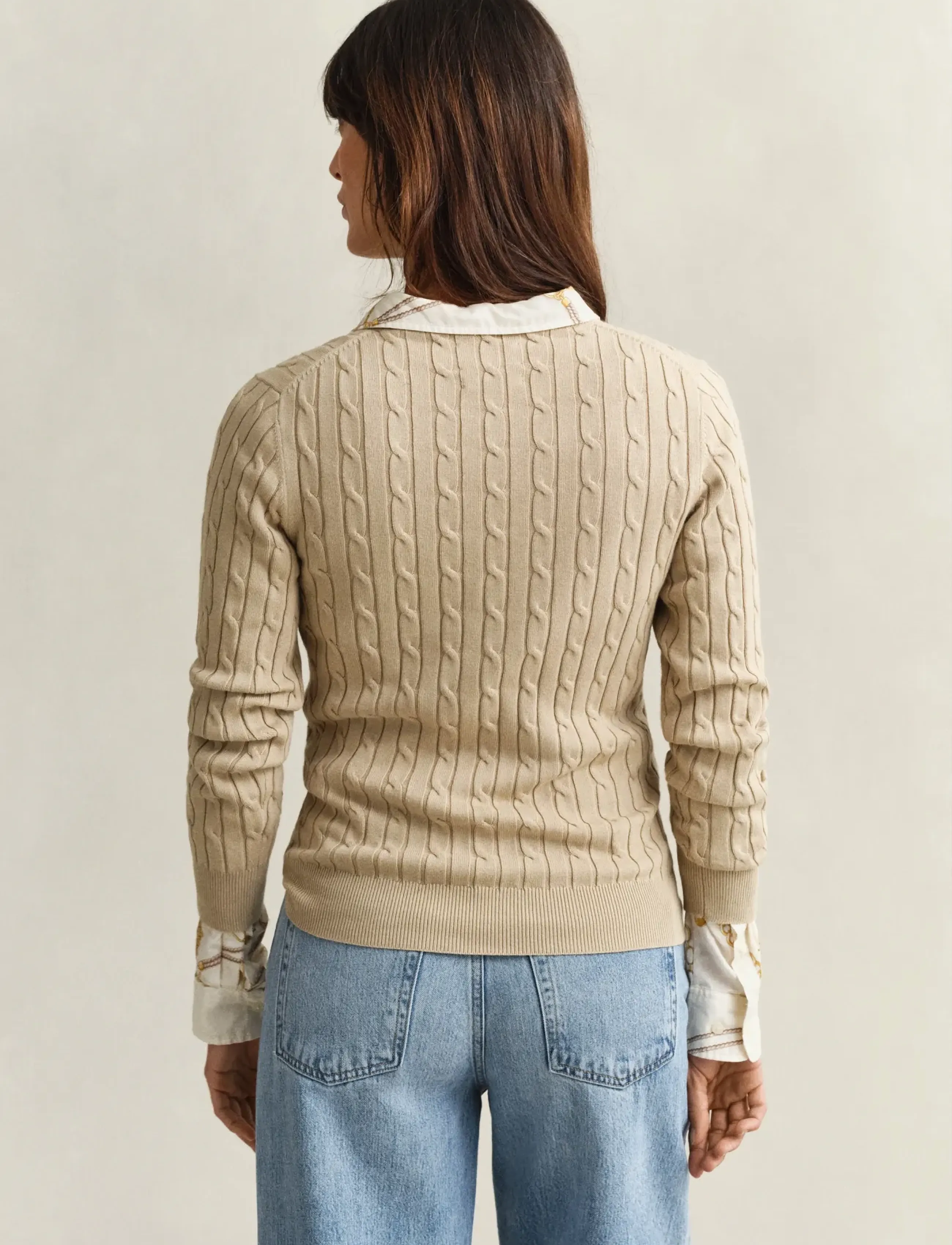 Gant - Classic Cable Knit Sweater - pullover - oat beige - 2