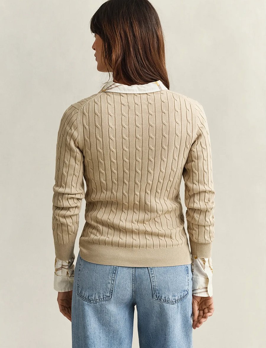 Gant - Classic Cable Knit Sweater - pullover - oat beige - 2