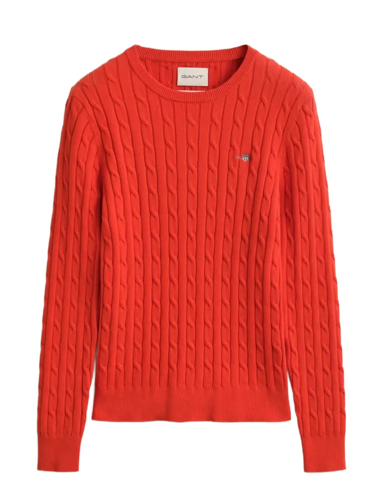 GANT STRETCH COTTON CABLE C-NECK - GANT - PERFECT RED / red