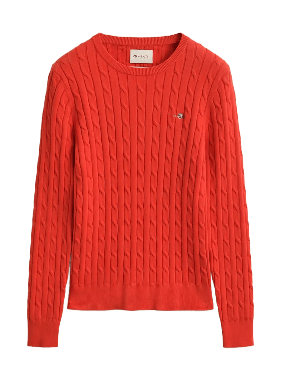 Gant - STRETCH COTTON CABLE C-NECK - stickade tröjor - perfect red - 1