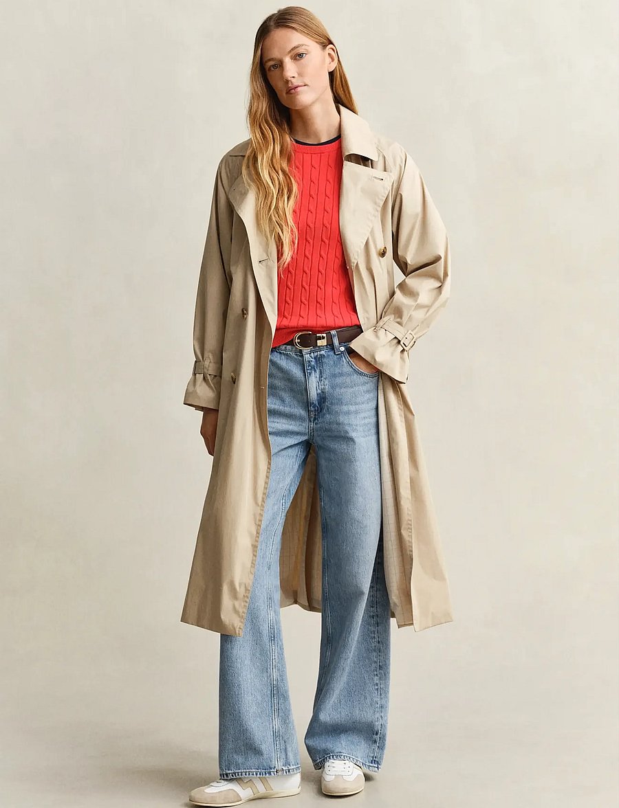 Gant - STRETCH COTTON CABLE C-NECK - stickade tröjor - perfect red - 4