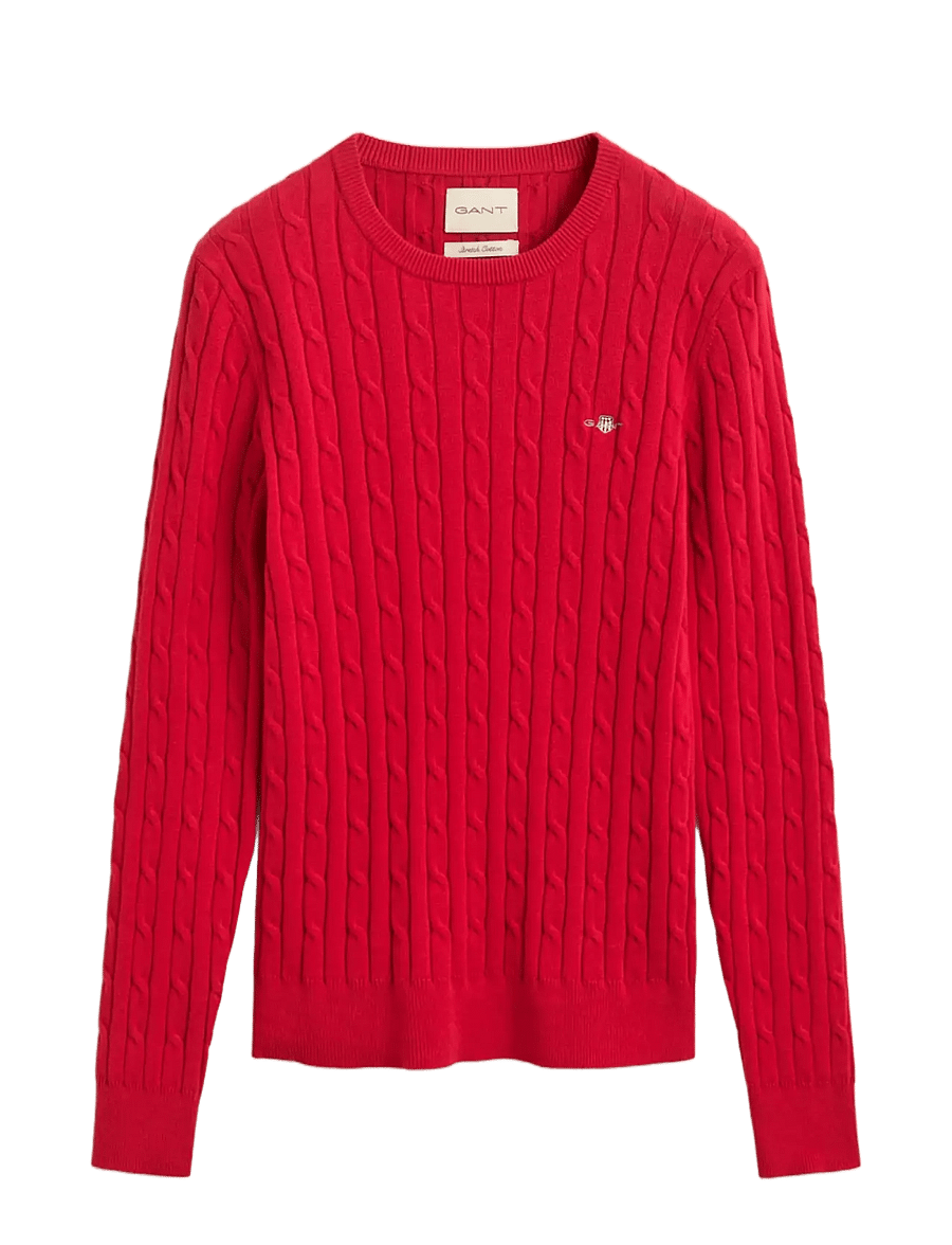 Gant - Classic Cable Knit Sweater - stickade tröjor - ruby red - 1