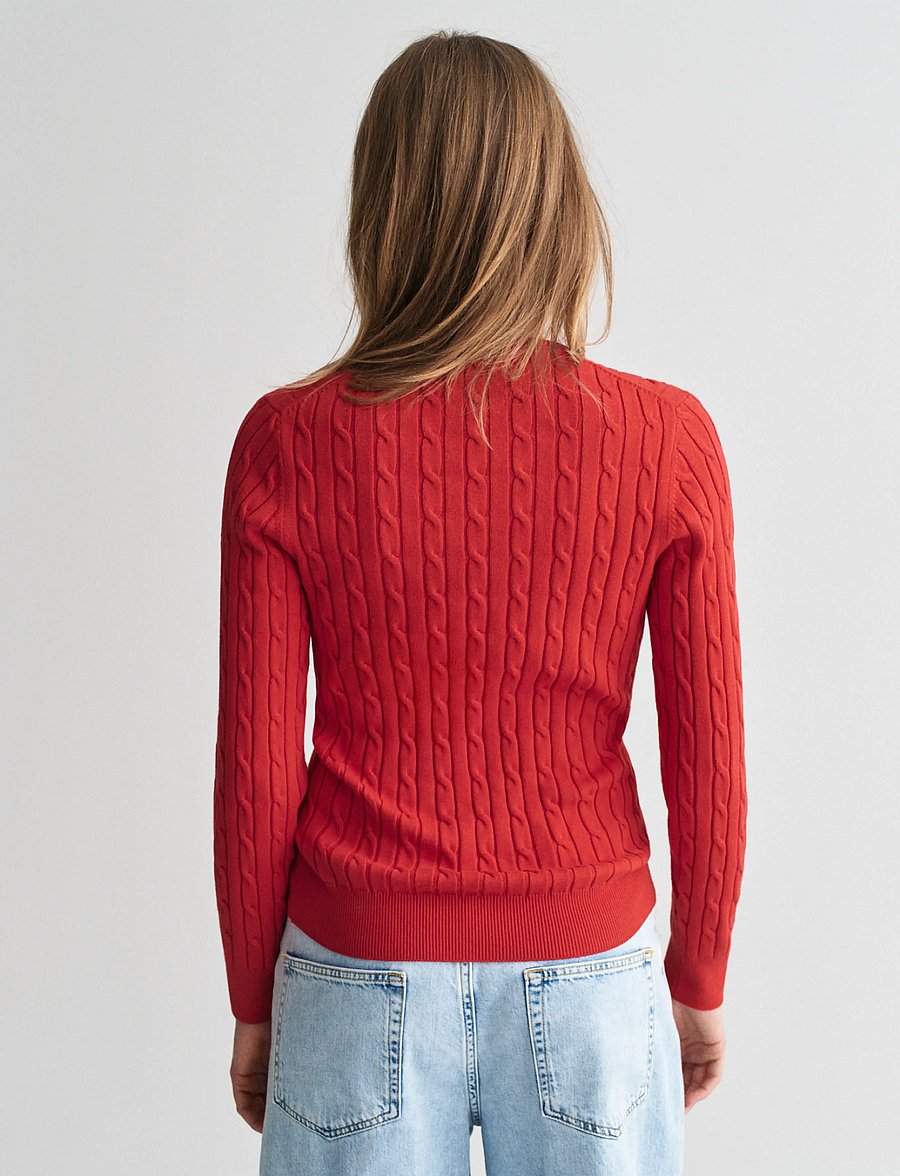Gant - Classic Cable Knit Sweater - stickade tröjor - ruby red - 2