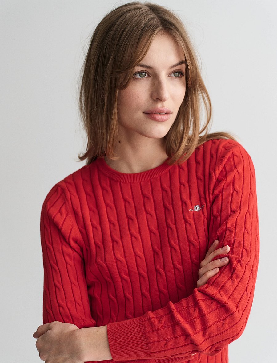 Gant - Classic Cable Knit Sweater - stickade tröjor - ruby red - 3