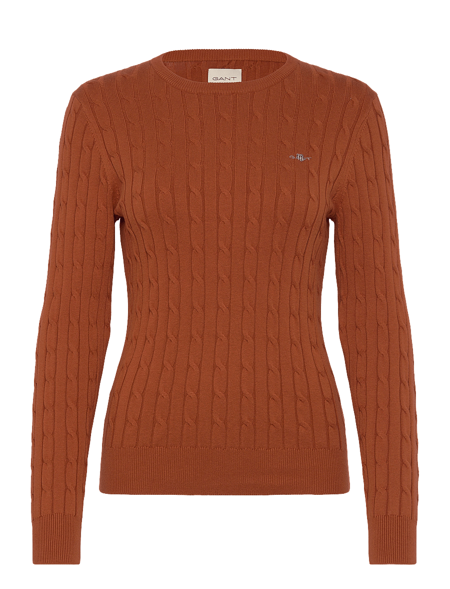 Gant - STRETCH COTTON CABLE C-NECK - stickade tröjor - rusty brown - 0