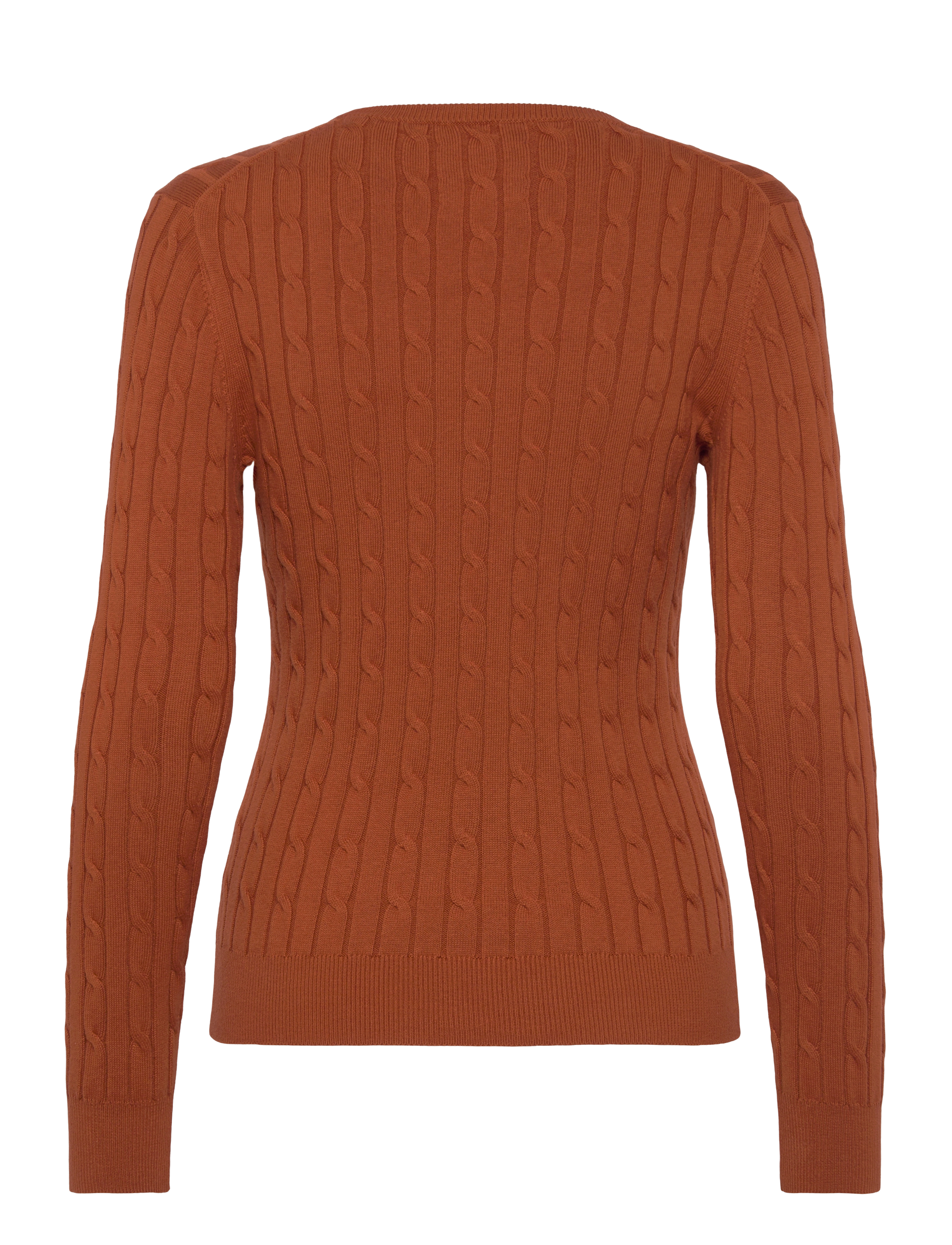 Gant - Classic Cable Knit Sweater - striktrøjer - rusty brown - 1