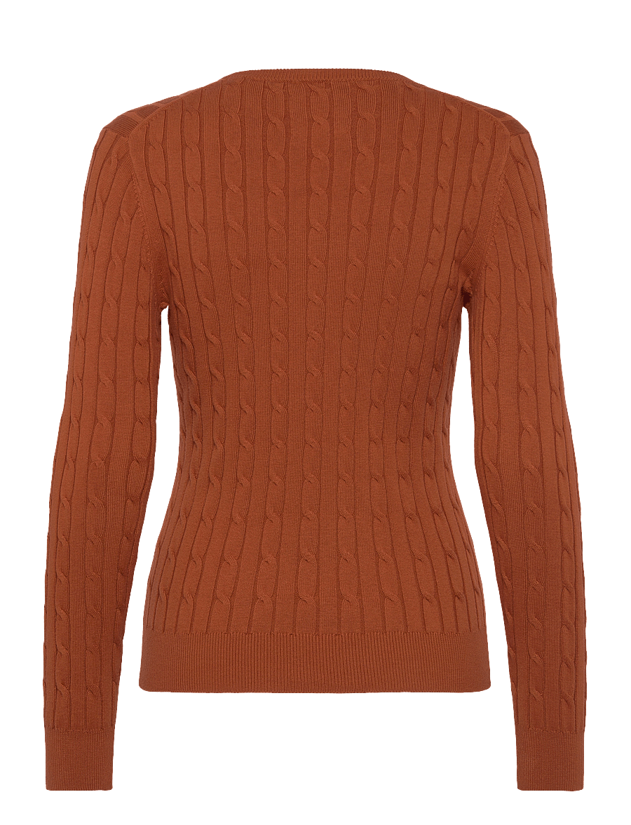 Gant - STRETCH COTTON CABLE C-NECK - stickade tröjor - rusty brown - 1