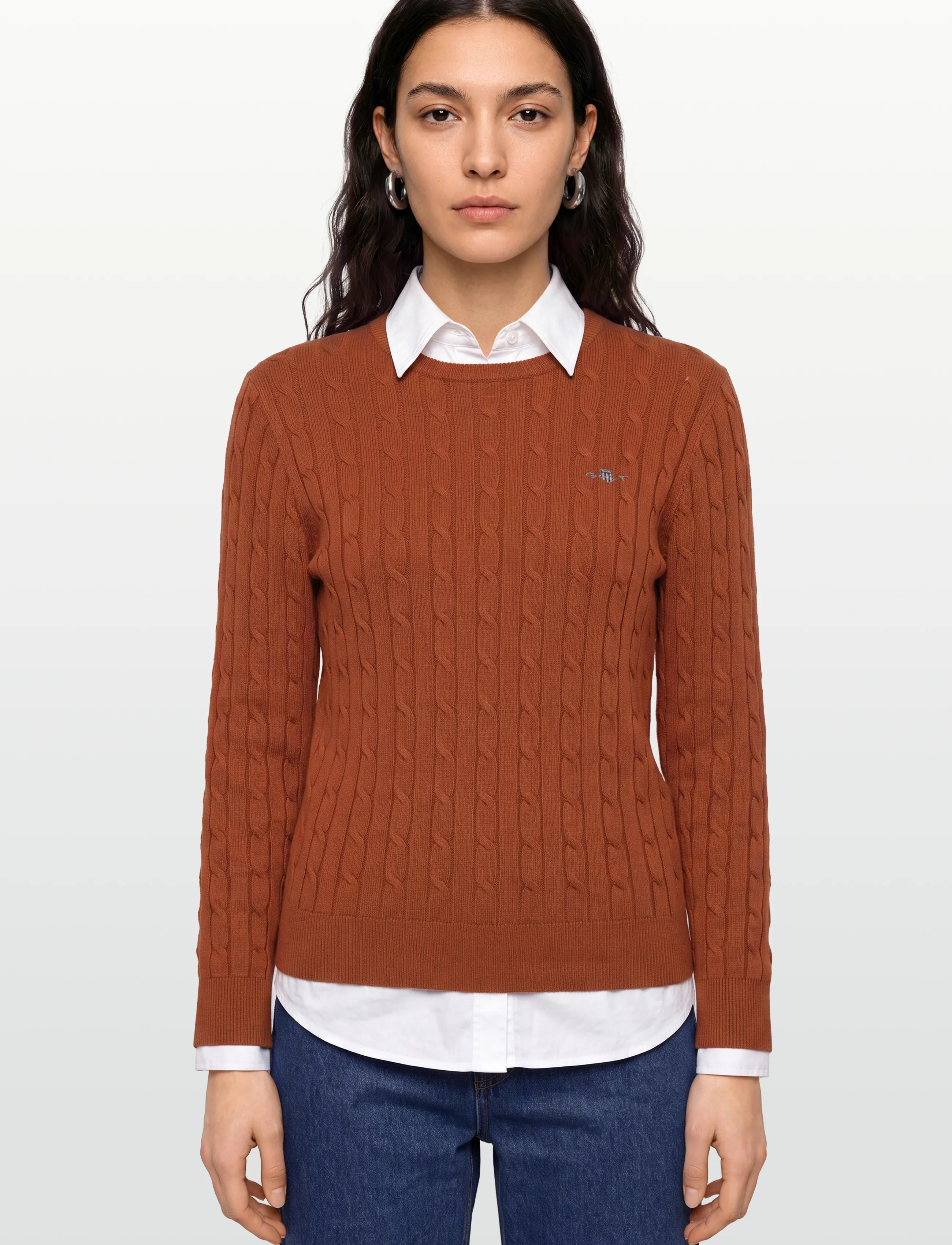 Gant - Classic Cable Knit Sweater - džemprid - rusty brown - 3