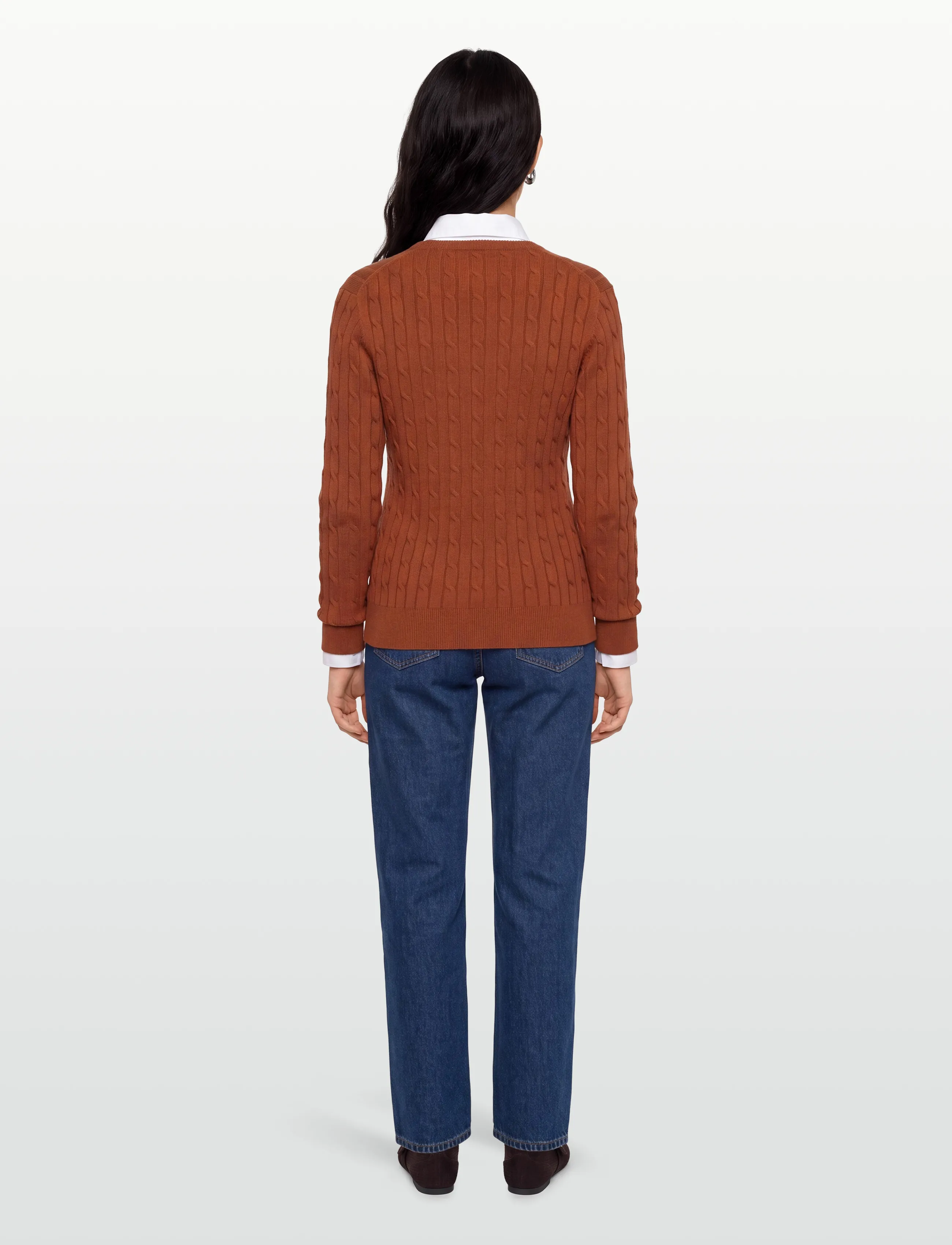 Gant - Classic Cable Knit Sweater - džemprid - rusty brown - 4
