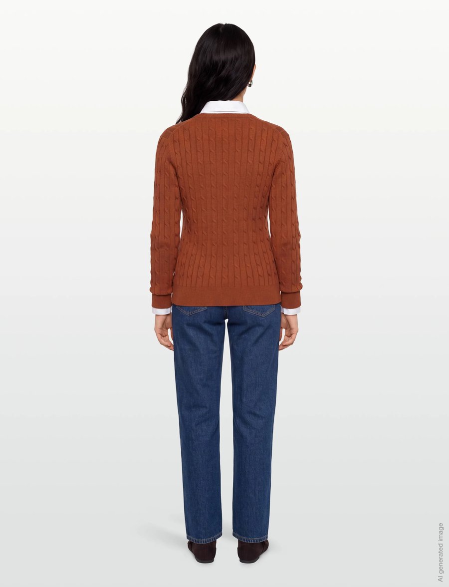 Gant - Classic Cable Knit Sweater - stickade tröjor - rusty brown - 4