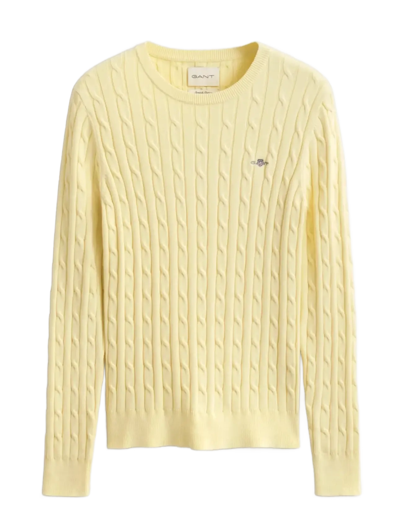 STRETCH COTTON CABLE C-NECK - VANILLA YELLOW