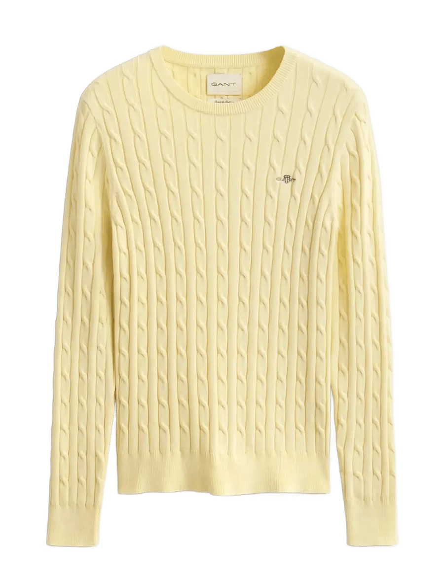 Gant - Classic Cable Knit Sweater - pullover - vanilla yellow - 1