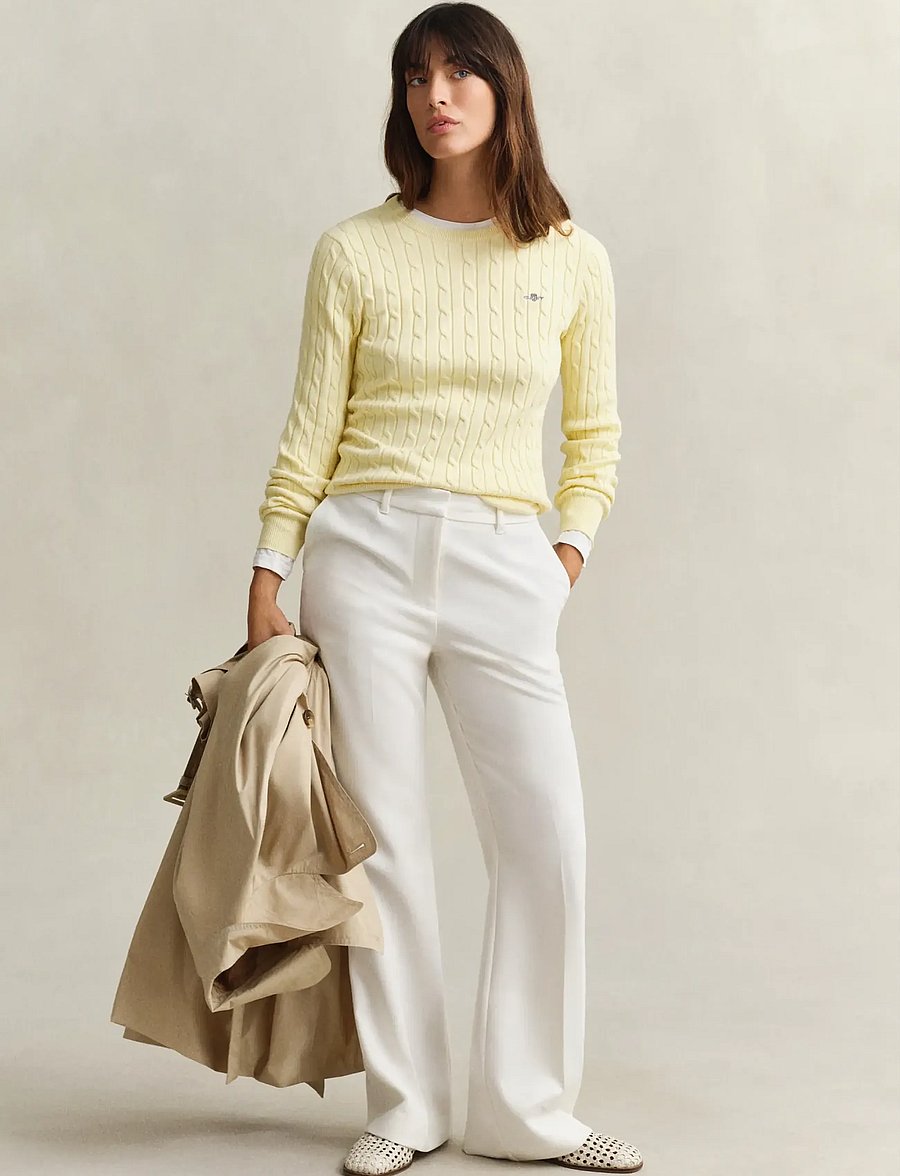 Gant - Classic Cable Knit Sweater - pullover - vanilla yellow - 4