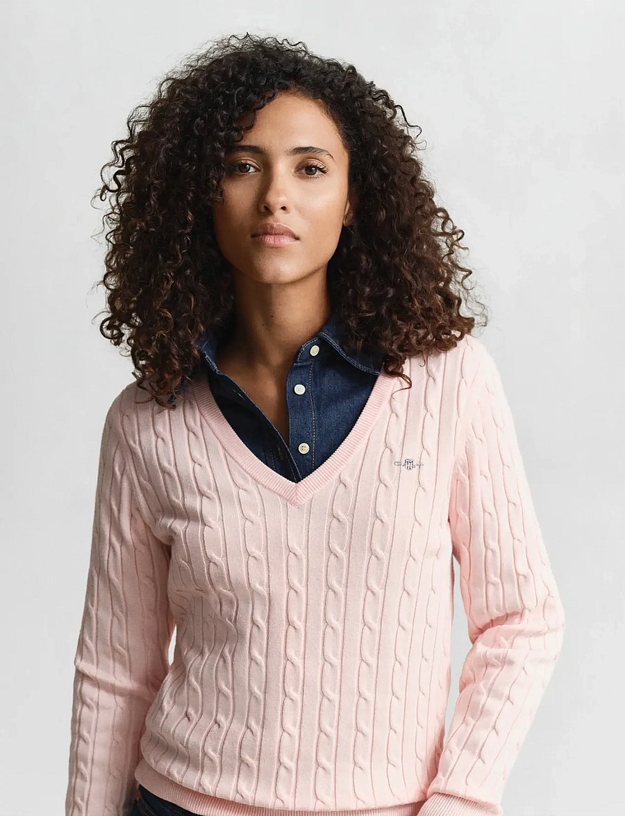 Gant - Classic Cable Knit Sweater - pullover - apricot pink - 3