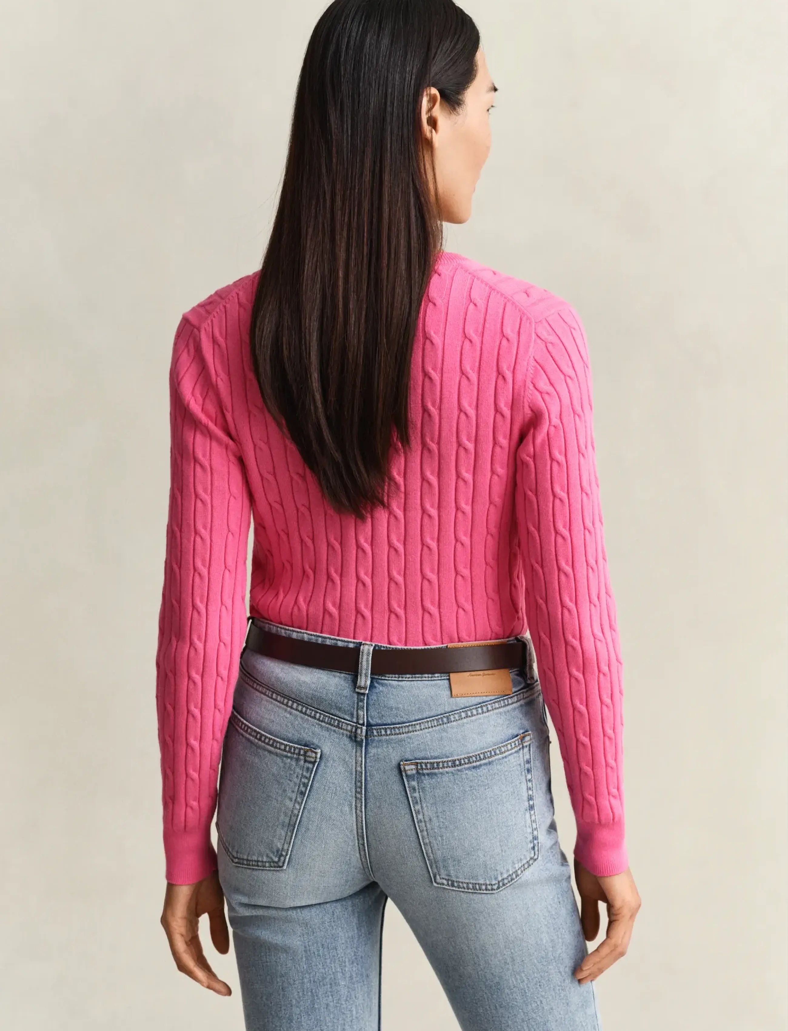 Gant - Classic Cable Knit Sweater - striktrøjer - bright fuschia - 2