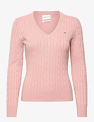 GANT - STRETCH COTTON CABLE V-NECK - jumpers - autumn sunset - 0