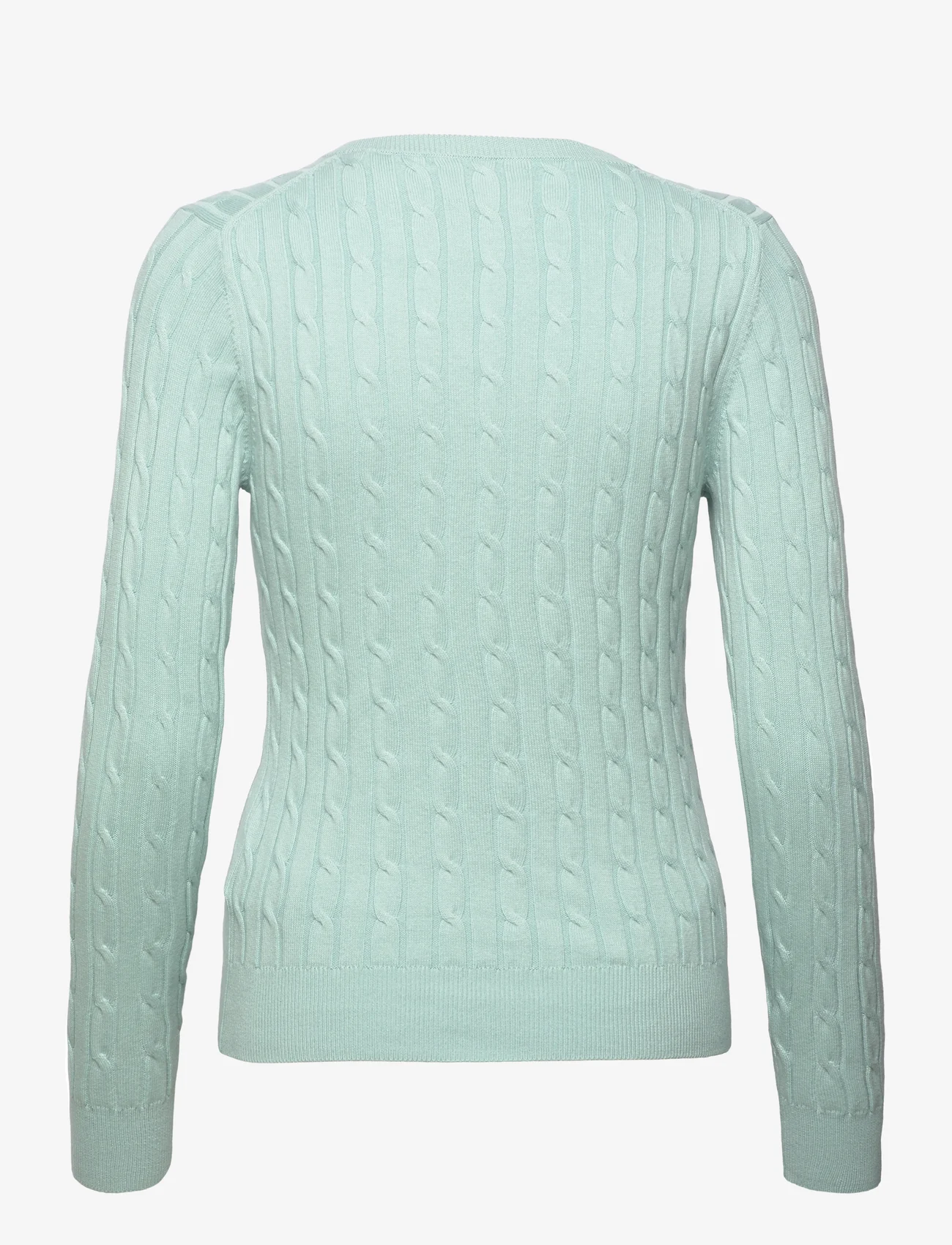 GANT - STRETCH COTTON CABLE V-NECK - jumpers - dusty turquoise - 1