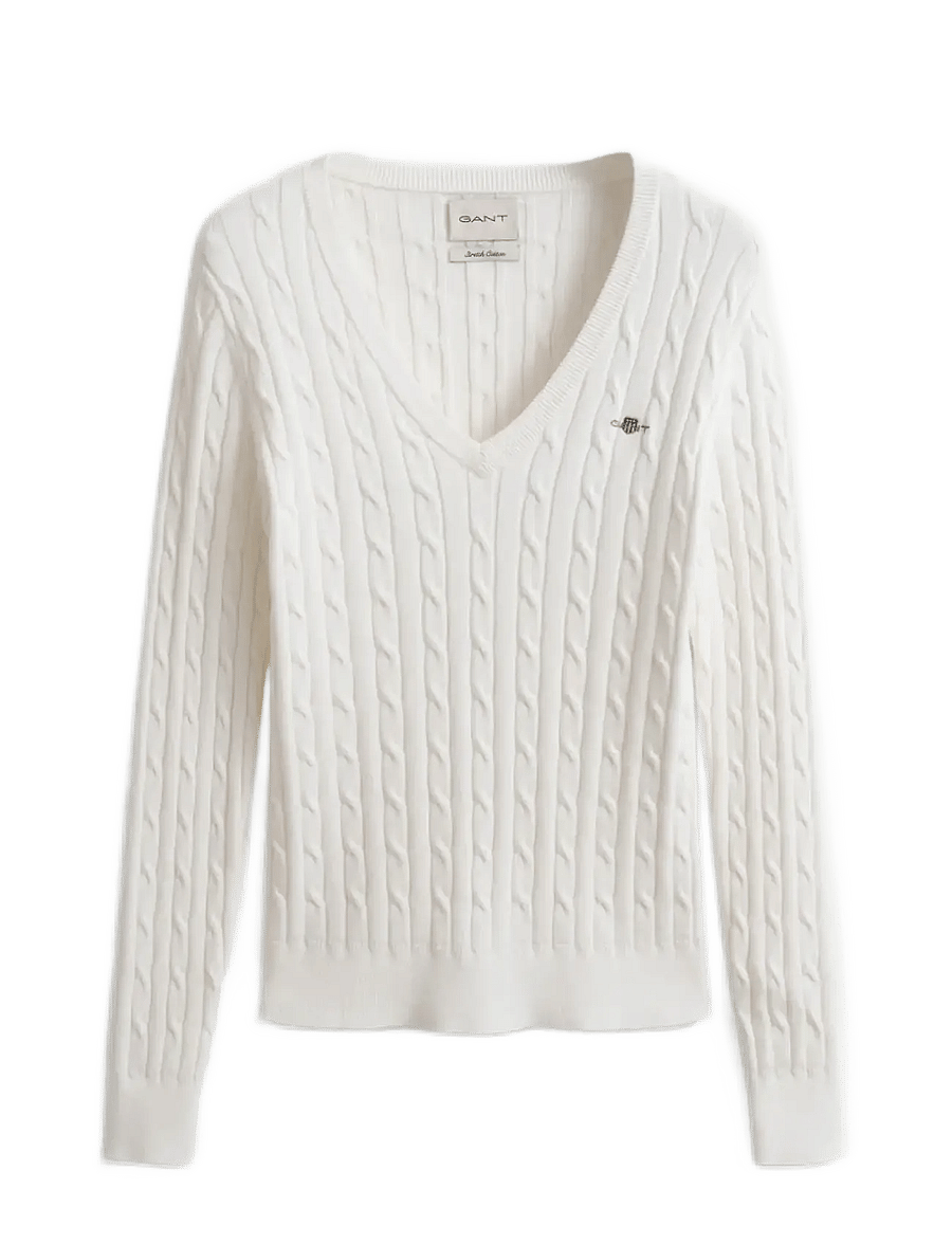 Gant - Classic Cable Knit Sweater - neulepuserot - eggshell - 1