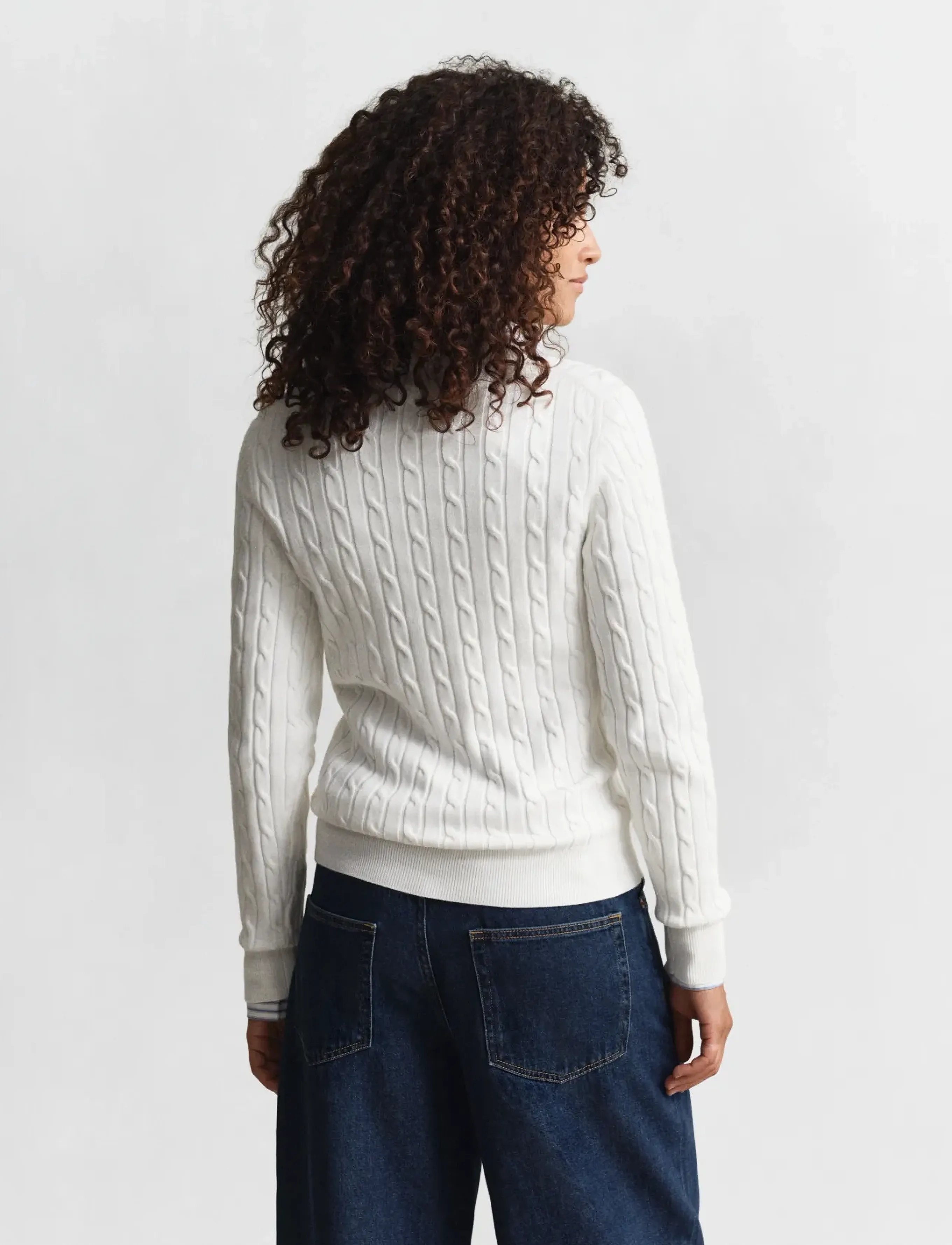 Gant - Classic Cable Knit Sweater - neulepuserot - eggshell - 3