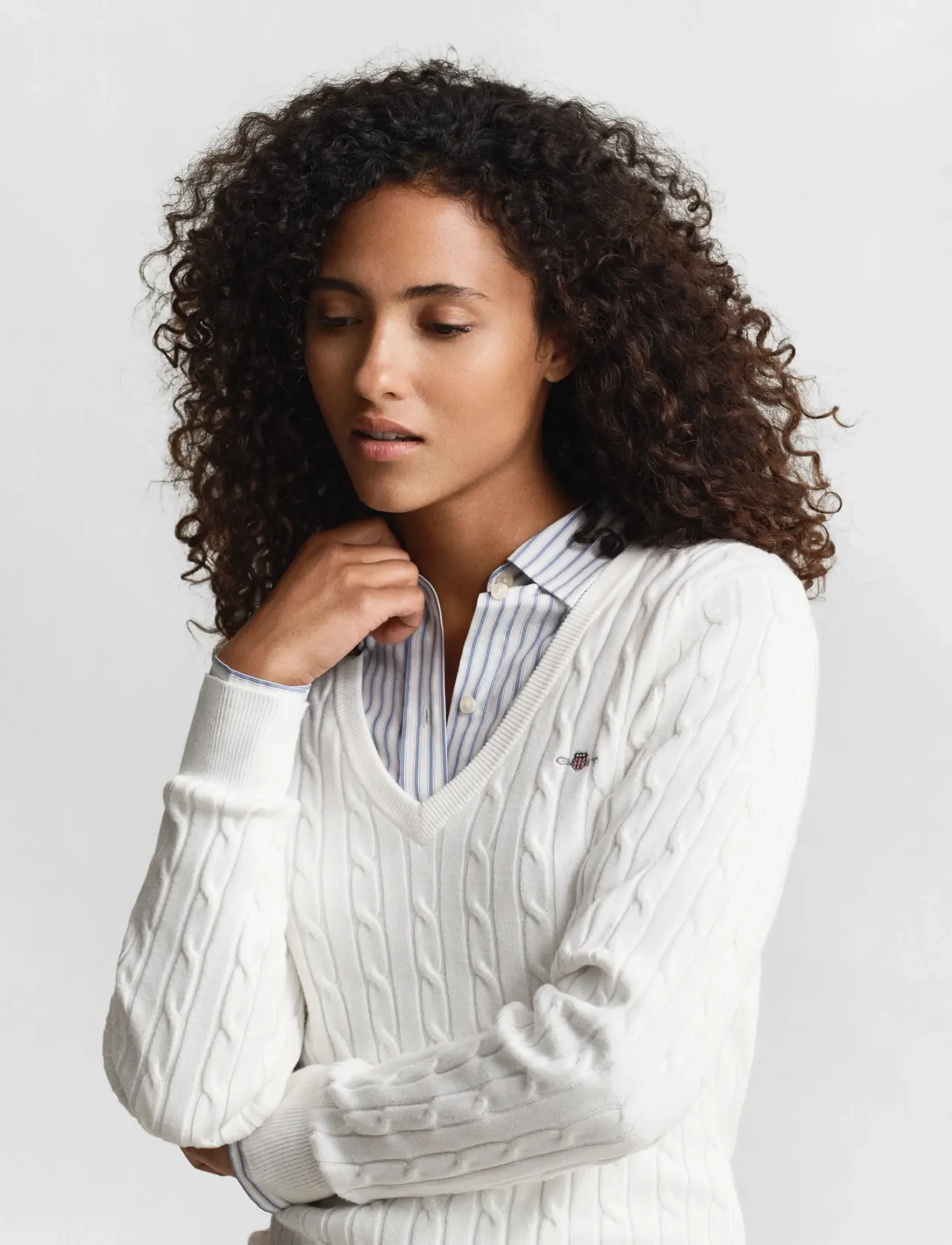 Gant - Classic Cable Knit Sweater - neulepuserot - eggshell - 4