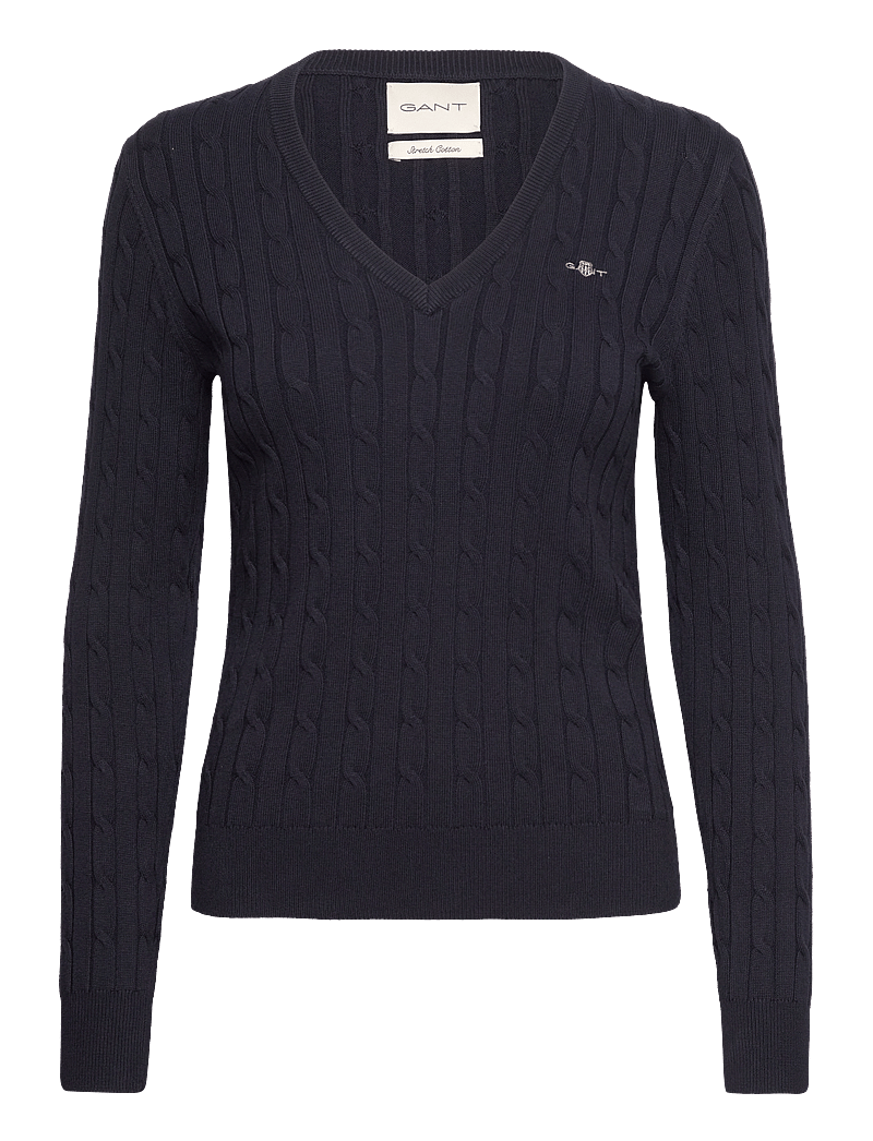 Black Gant Cotton Cable GANT Cotton Cable Knit Jumper With Logo In
