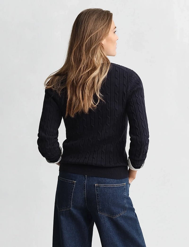 GANT - Classic Cable Knit Sweater - striktrøjer - evening blue - 3