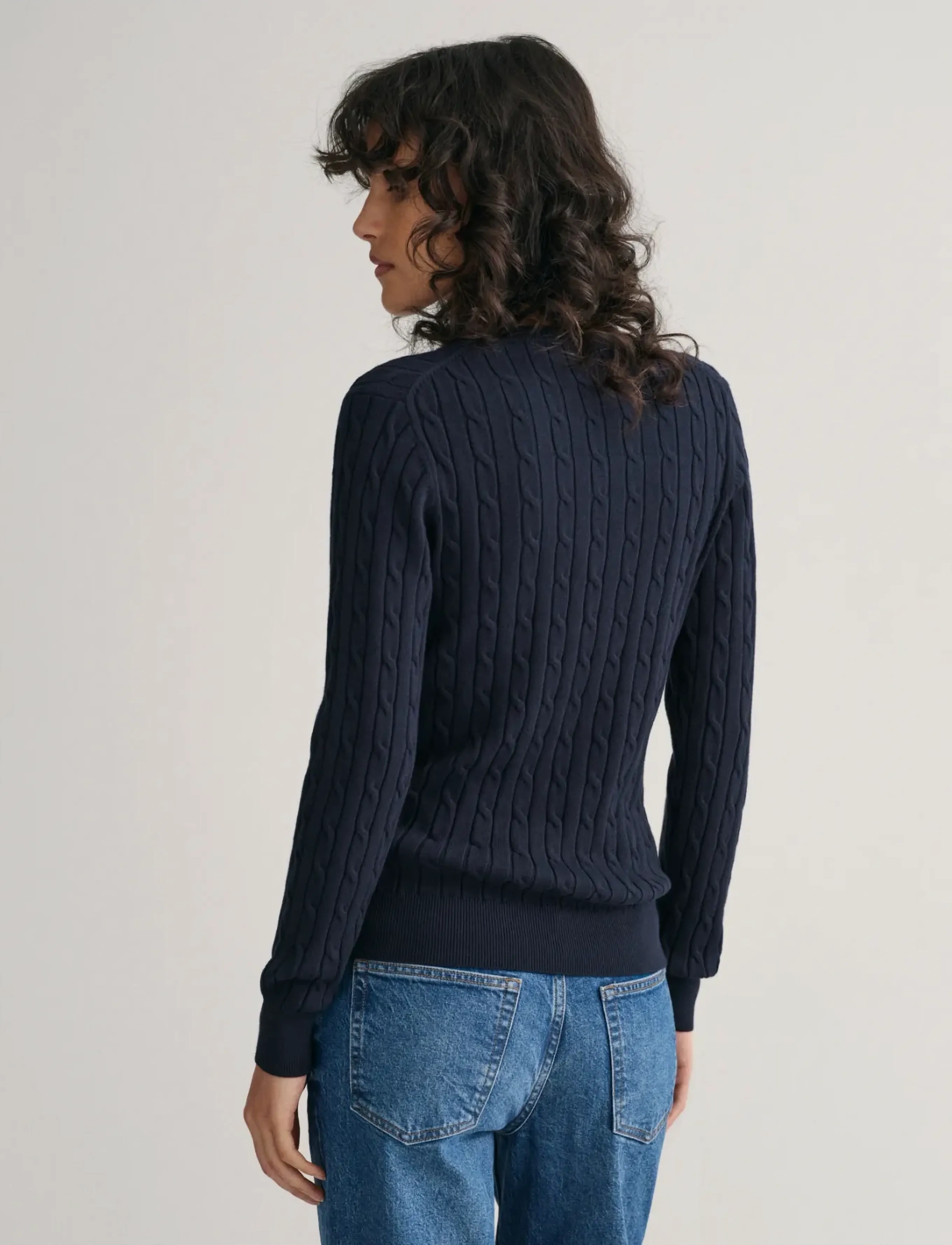 Gant Classic Cable Knit Sweater - Naistele - EVENING BLUE / navy