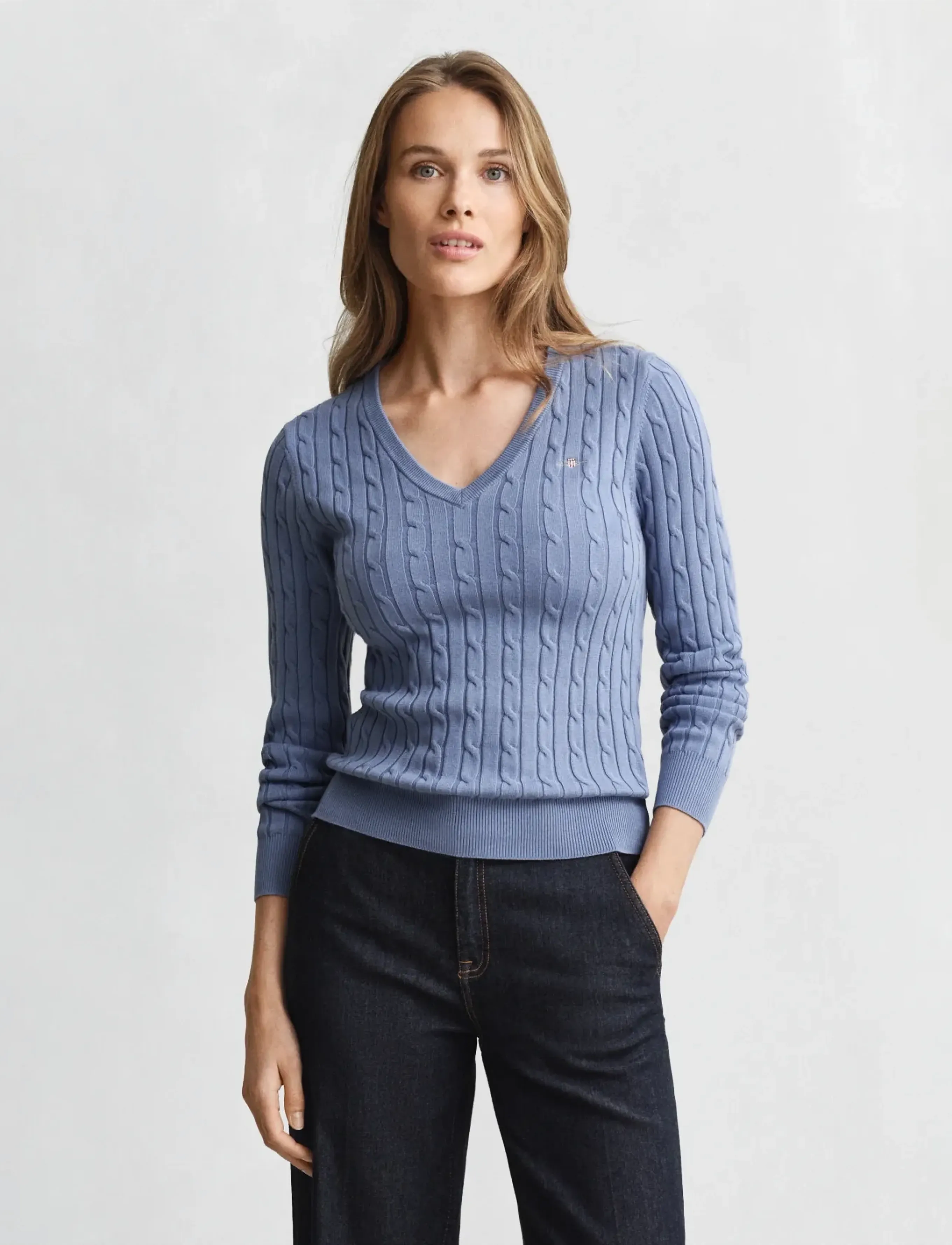 Gant Classic Cable Knit Sweater, L, Knitwear, Blau - Jumpers, Frauen