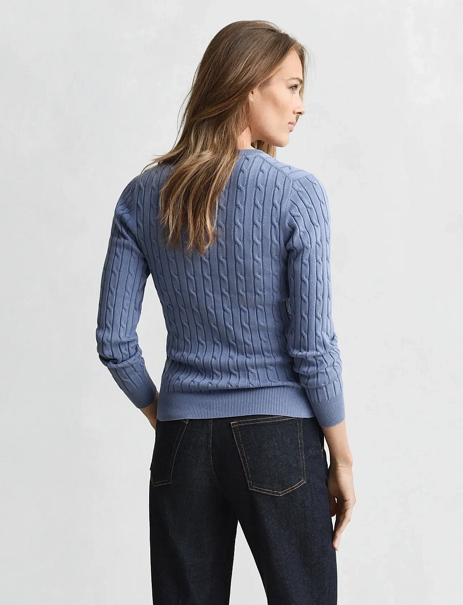 Gant - Classic Cable Knit Sweater - pullover - faded denim - 2