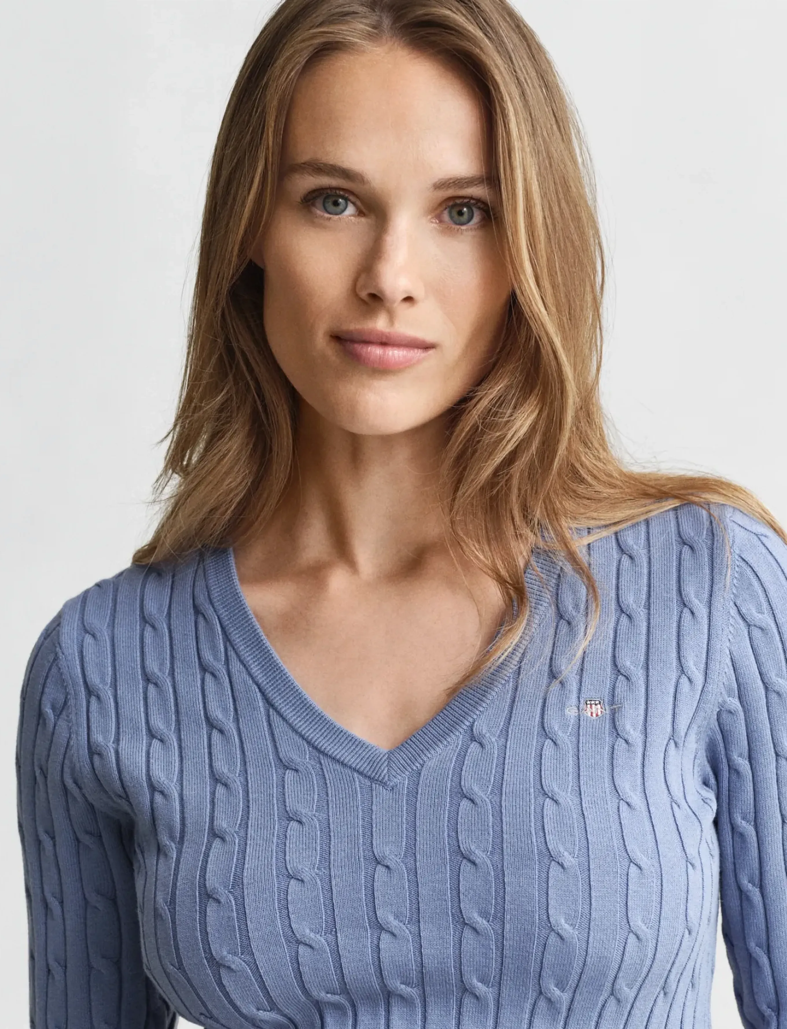 Gant - Classic Cable Knit Sweater - pullover - faded denim - 3