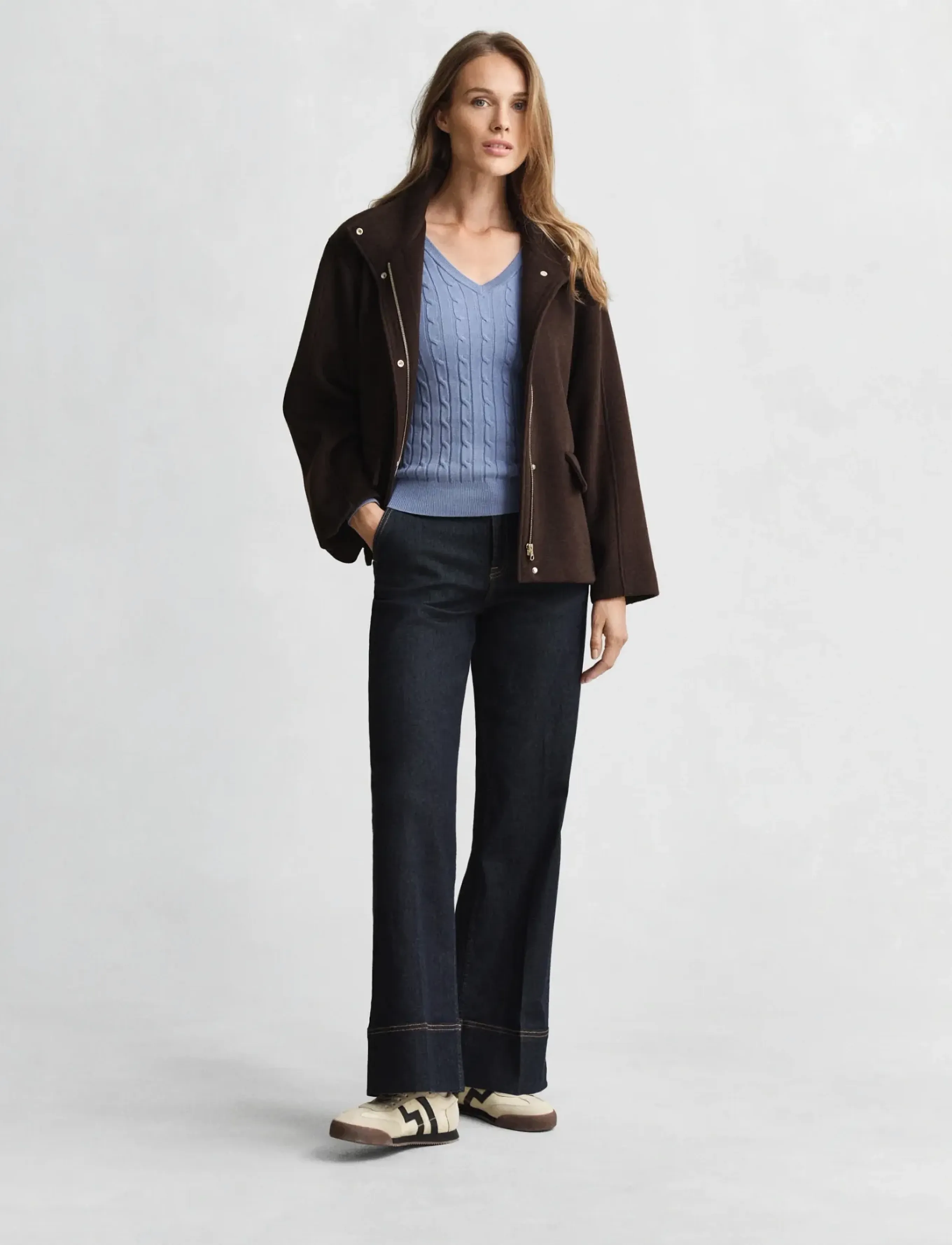 Gant - Classic Cable Knit Sweater - pullover - faded denim - 4