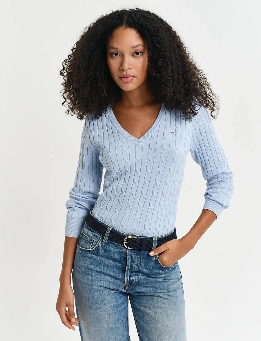 Gant - Classic Cable Knit Sweater - gebreide truien - fresh blue - 0