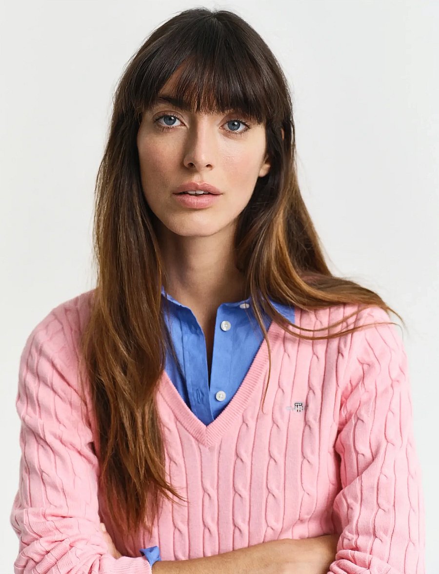 Gant - Classic Cable Knit Sweater - pullover - geranium pink - 4