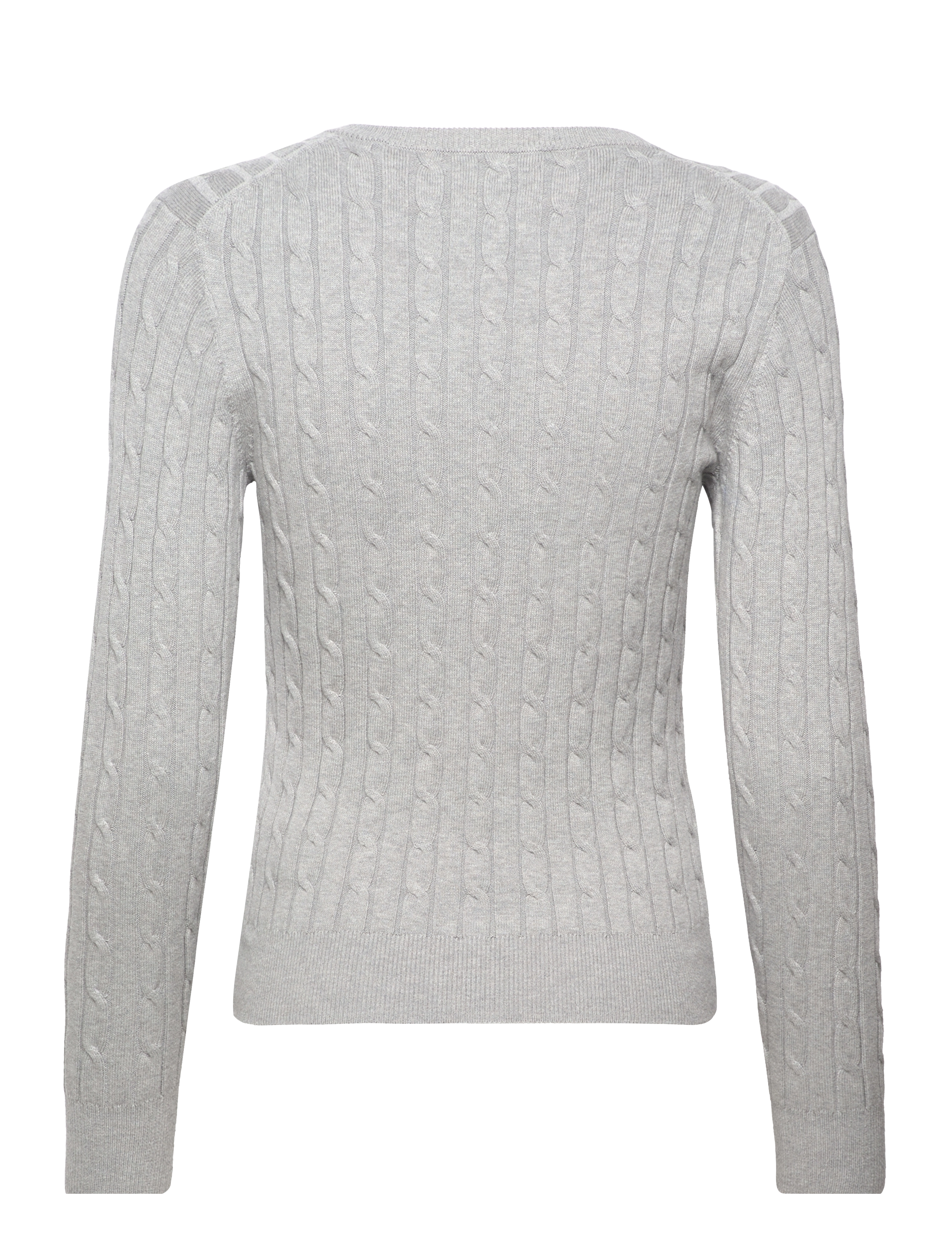 Gant - Classic Cable Knit Sweater - tröjor - mid grey - 1