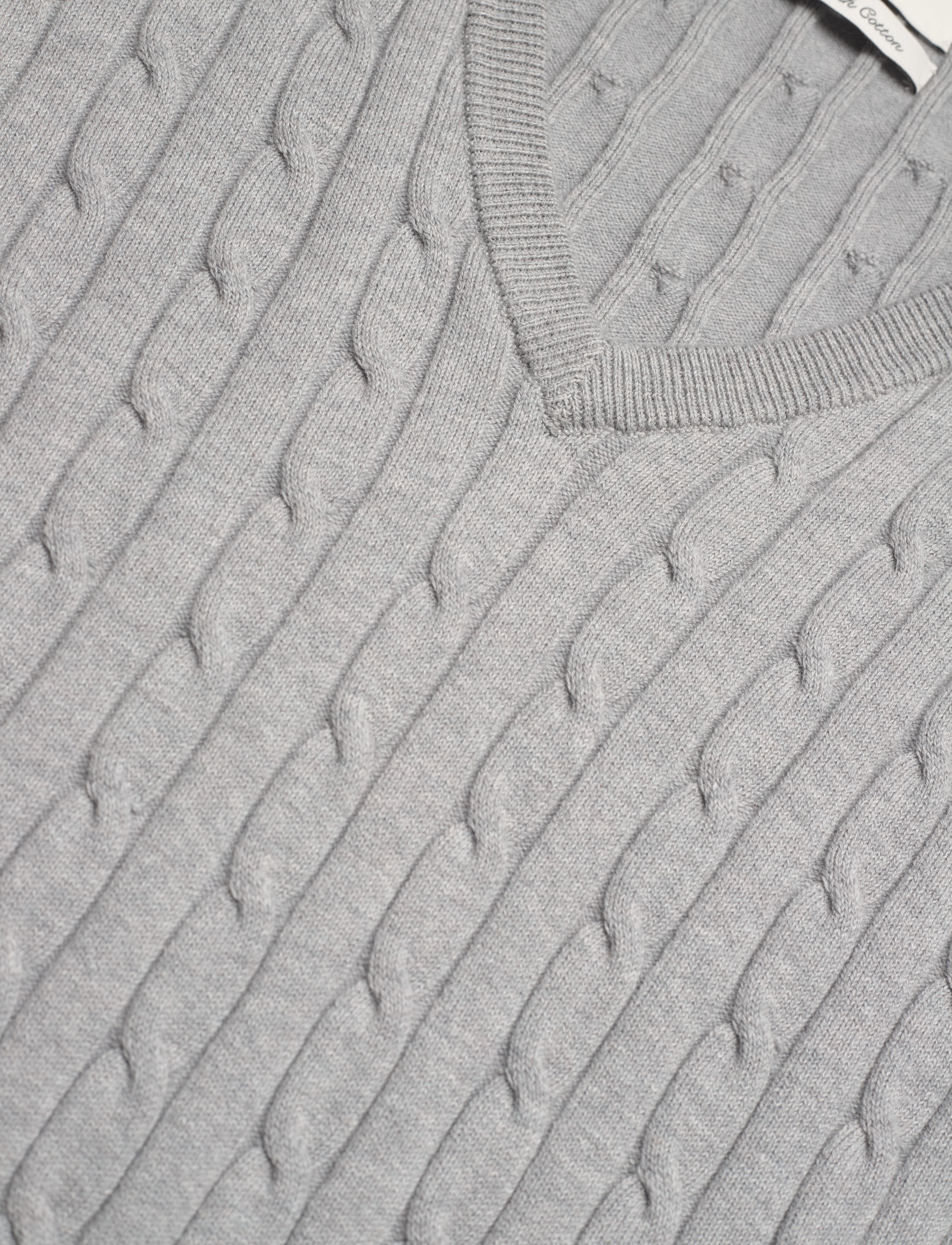 Gant - Classic Cable Knit Sweater - tröjor - mid grey - 2