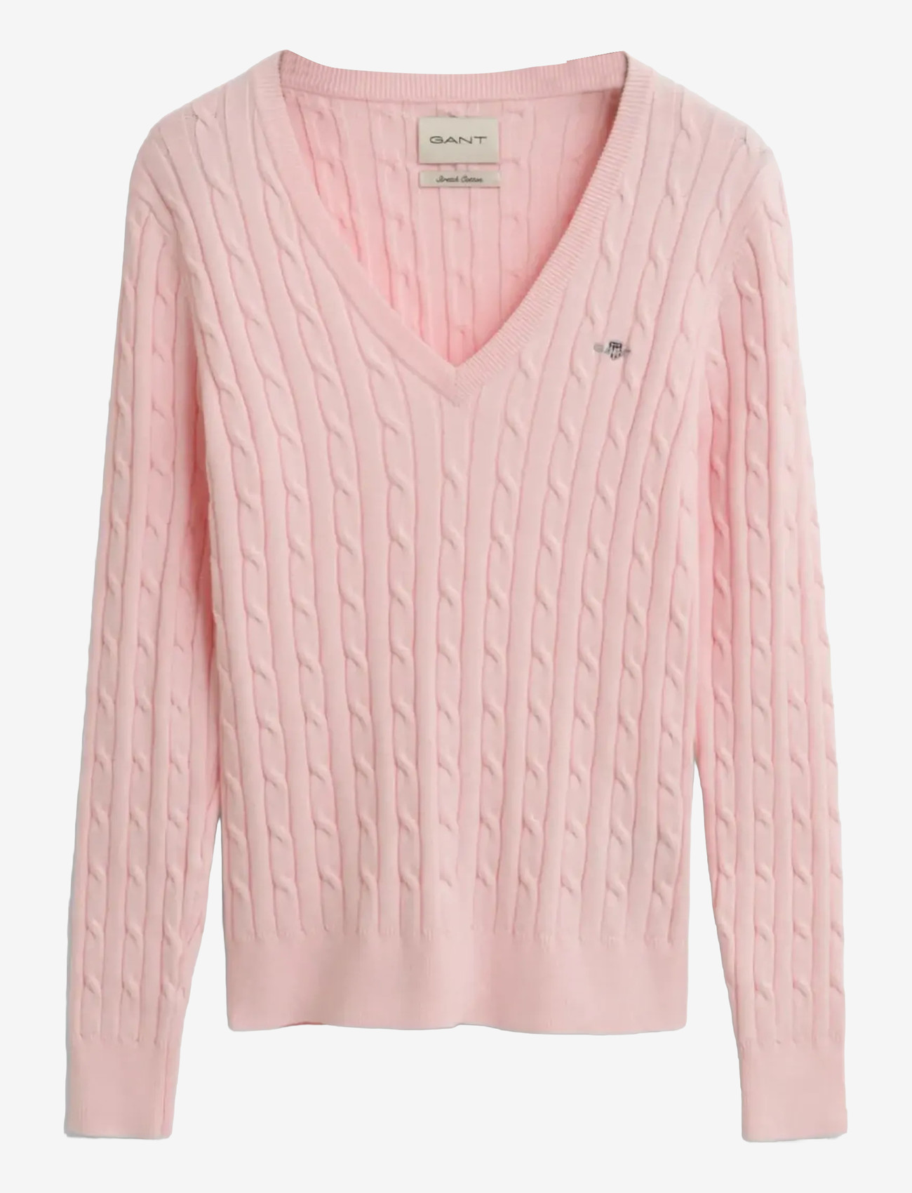 GANT - STRETCH COTTON CABLE V-NECK - stickade tröjor - salmon - 1