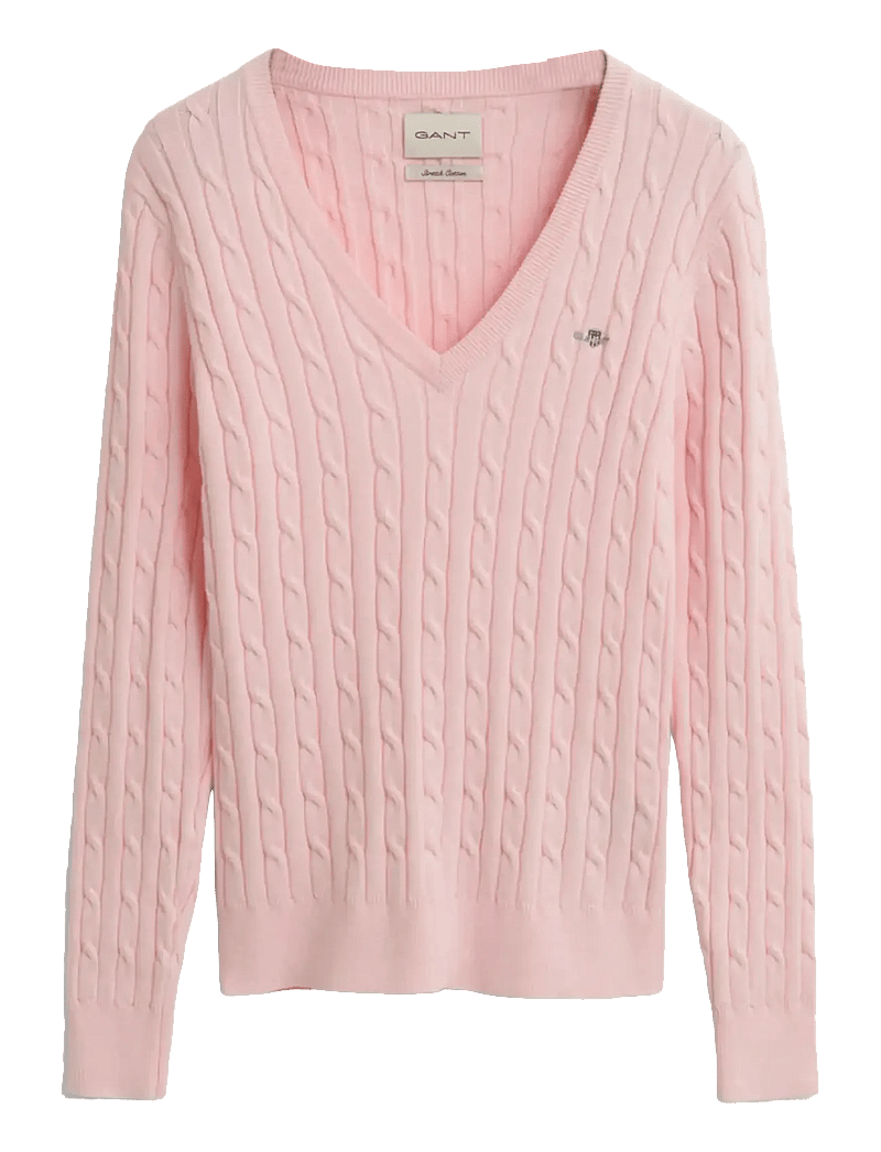 GANT - STRETCH COTTON CABLE V-NECK - stickade tröjor - salmon - 1