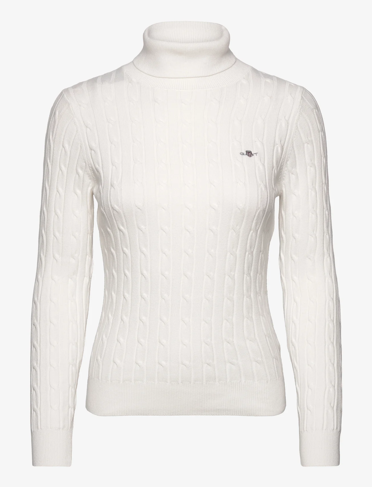 GANT - STRETCH COTTON CABLE TURTLENECK - poolopaidat - eggshell - 0