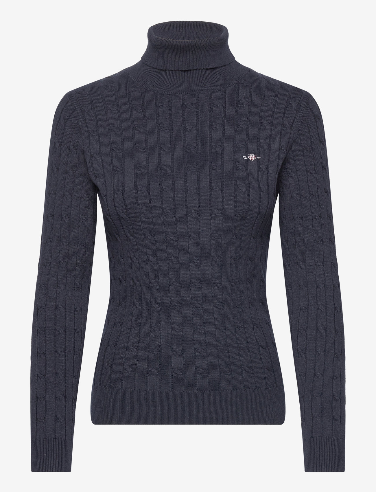 GANT - STRETCH COTTON CABLE TURTLENECK - polotröjor - evening blue - 1