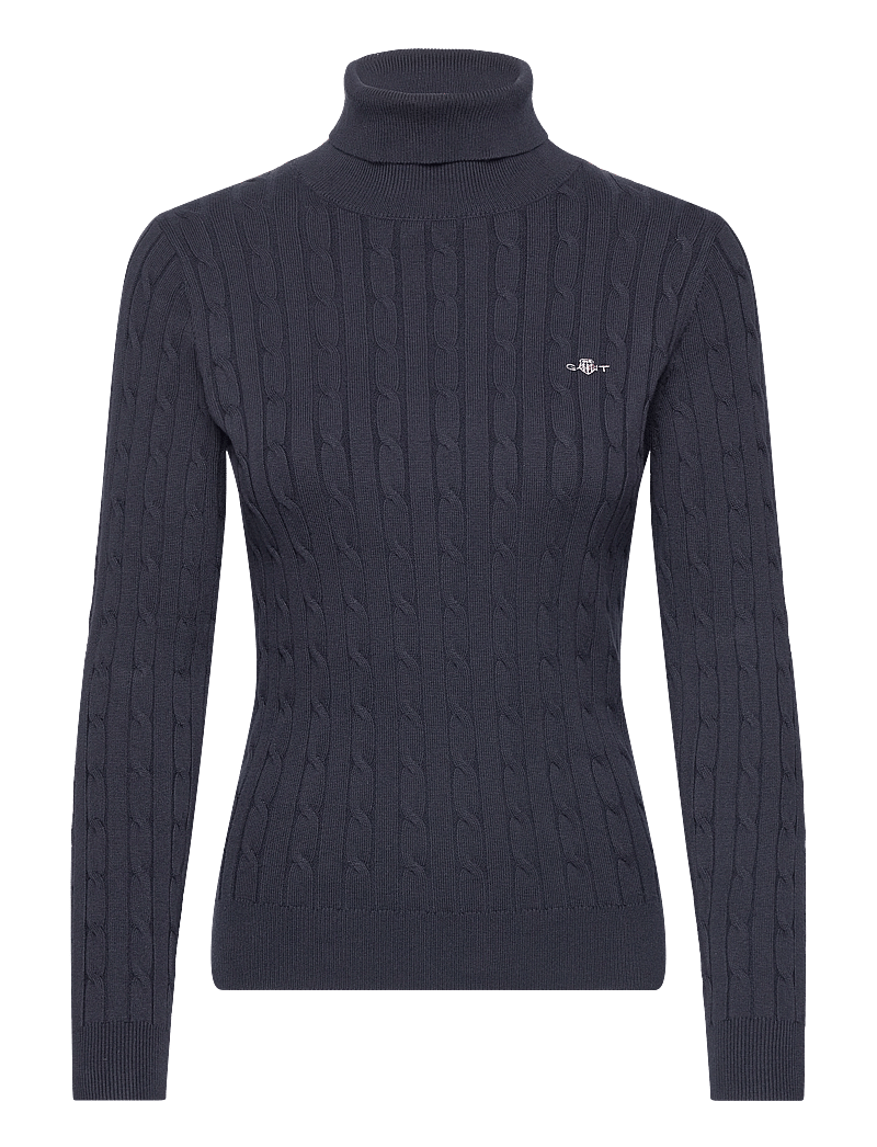GANT - STRETCH COTTON CABLE TURTLENECK - rollkragenpullover - evening blue - 1